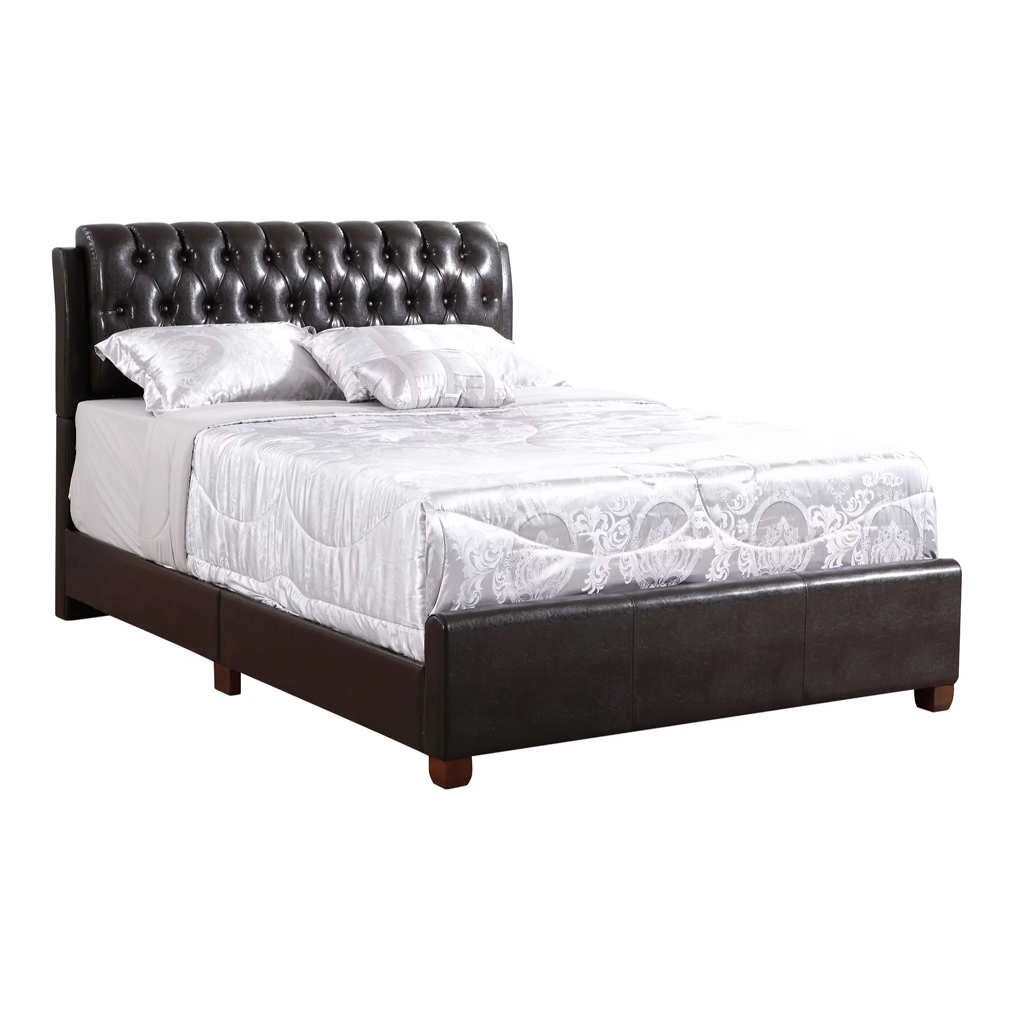 Passion Furniture Marilla Panel Beds, Dark Brown - Queen Size