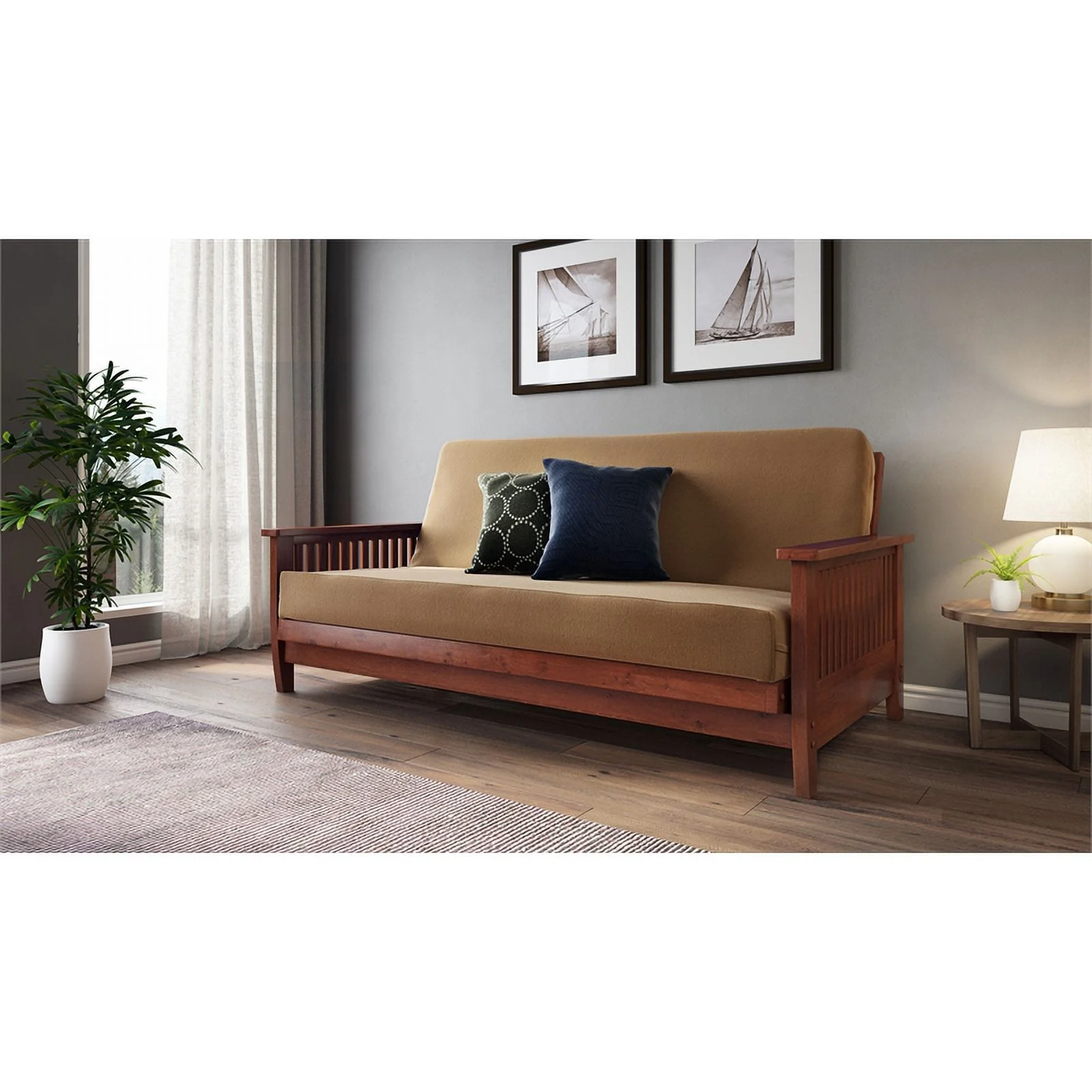 The Denali all wood Futon Frame in Warm Cherry Color