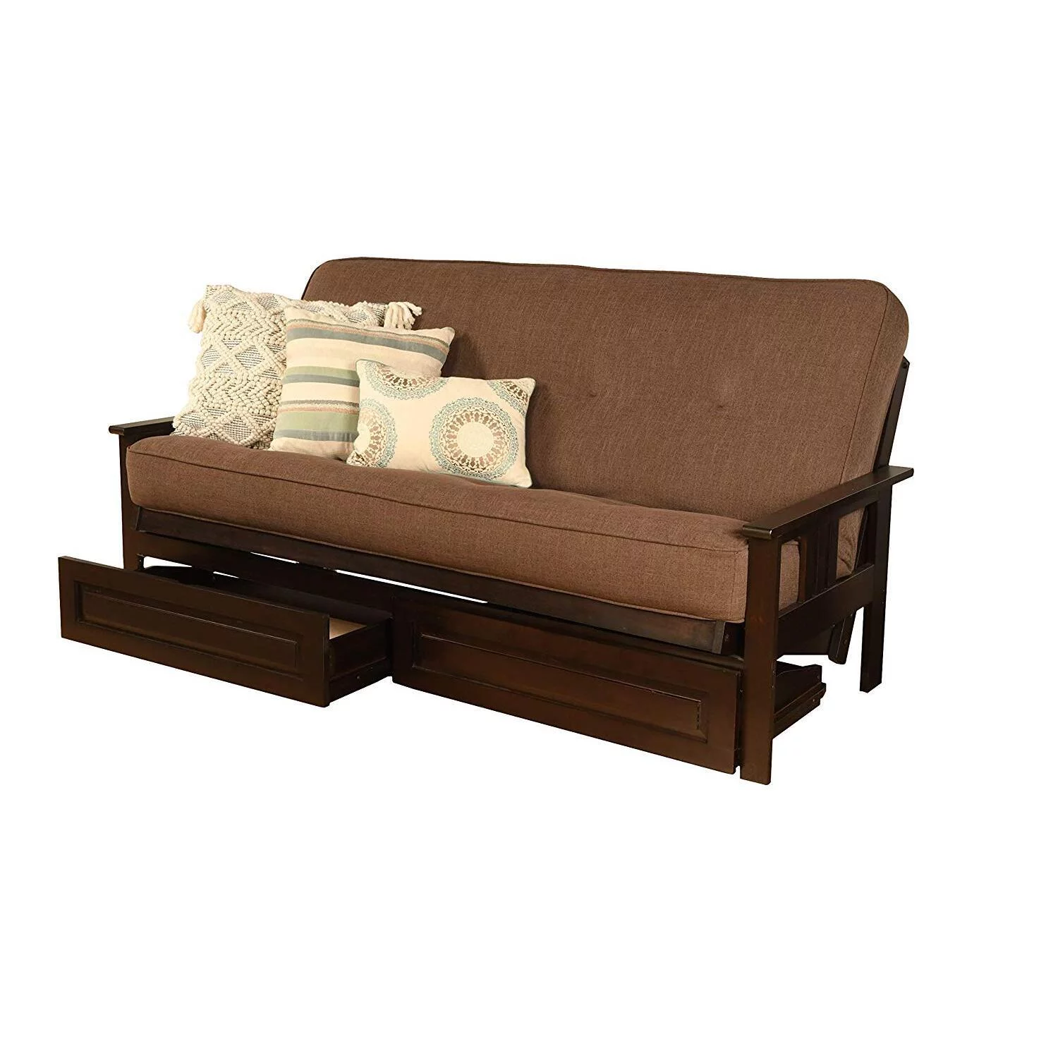 Maykoosh Farmhouse Fresh Full Futon Frame with Storage Drawers, Color:Espresso/Brown