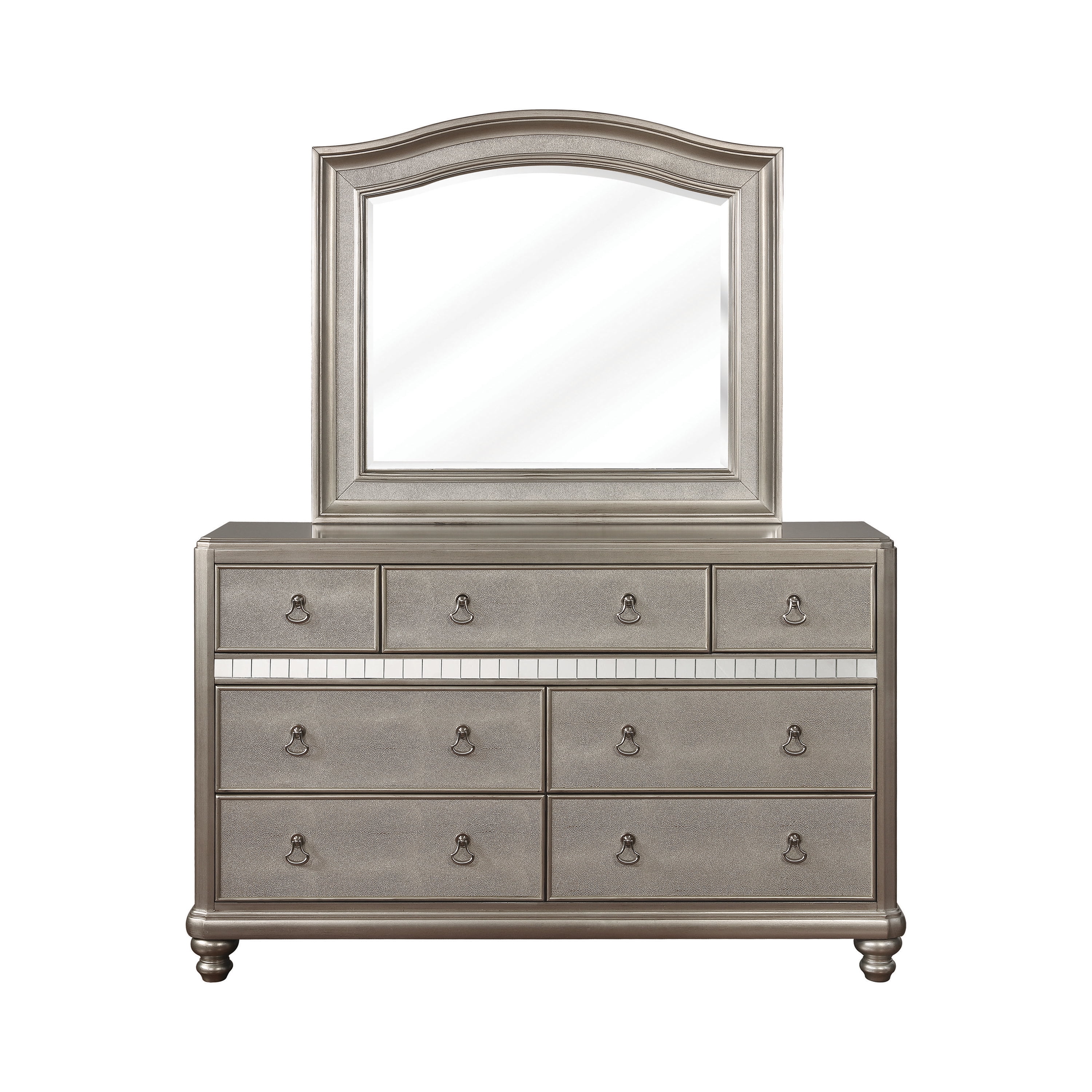 Bling Game Arched Dresser Mirror Metallic Platinum