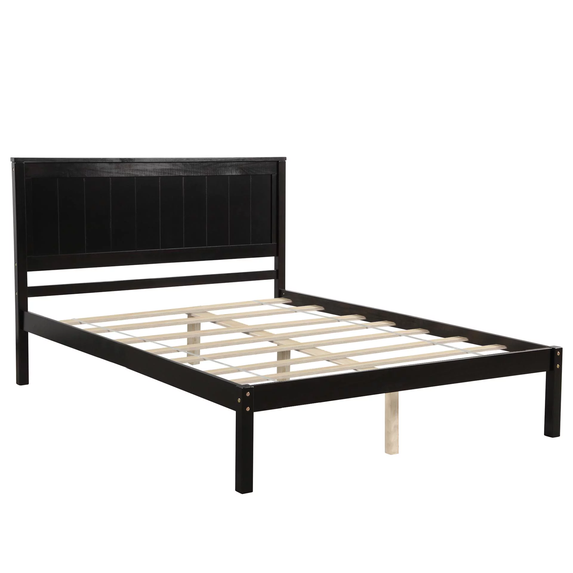 Bebpiloo Wood Full Size Platform Bed Frame with Headboard