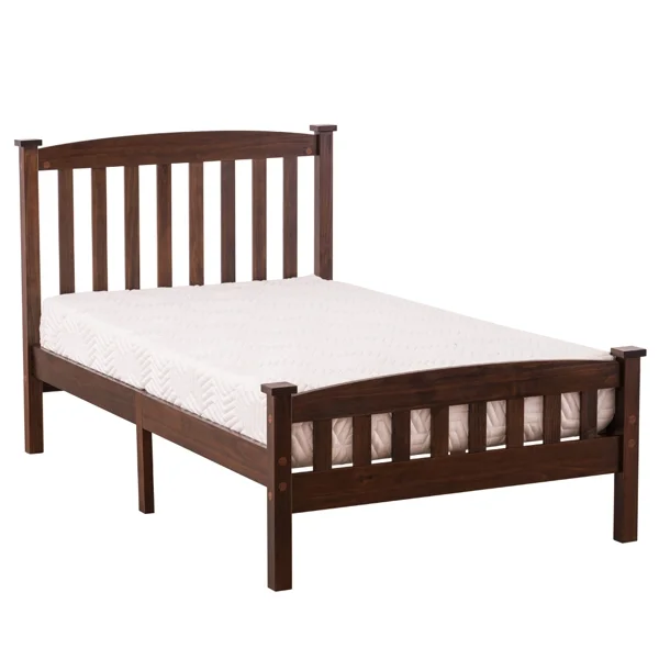 Cap vertical strip bed walnut Twin wood bed pine N201 PWB-044 Cap Vertical Strip Bed Walnut Twin