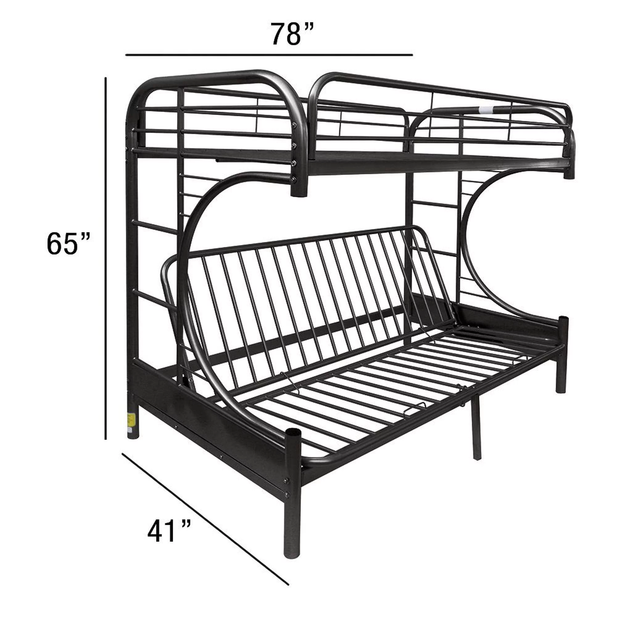 Miekor Furniture Eclipse Twin Over Full Futon Bunk Bed (Twin/Full/Futon) in Black