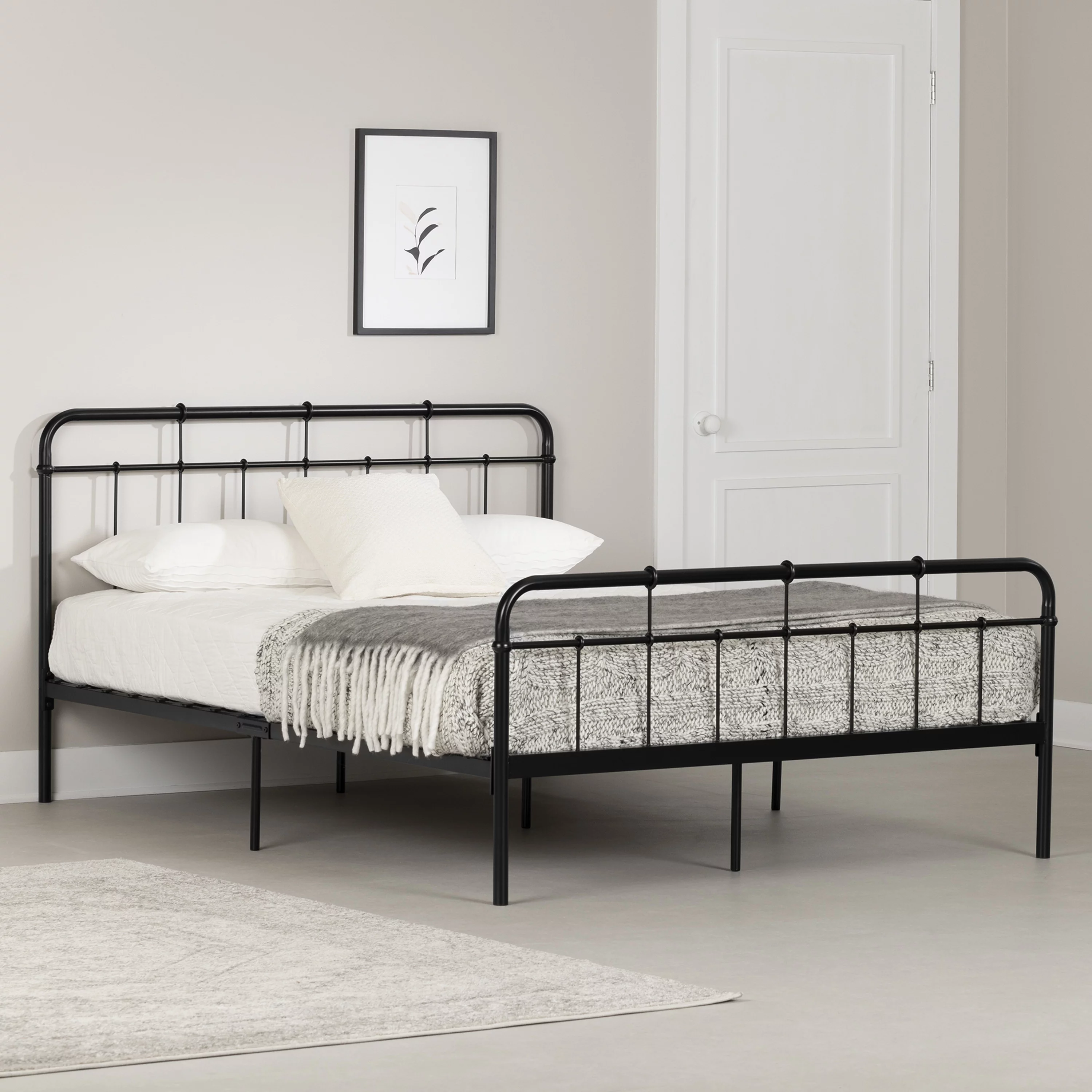 South Shore Tassio Full Metal Complete Platform Bed Black