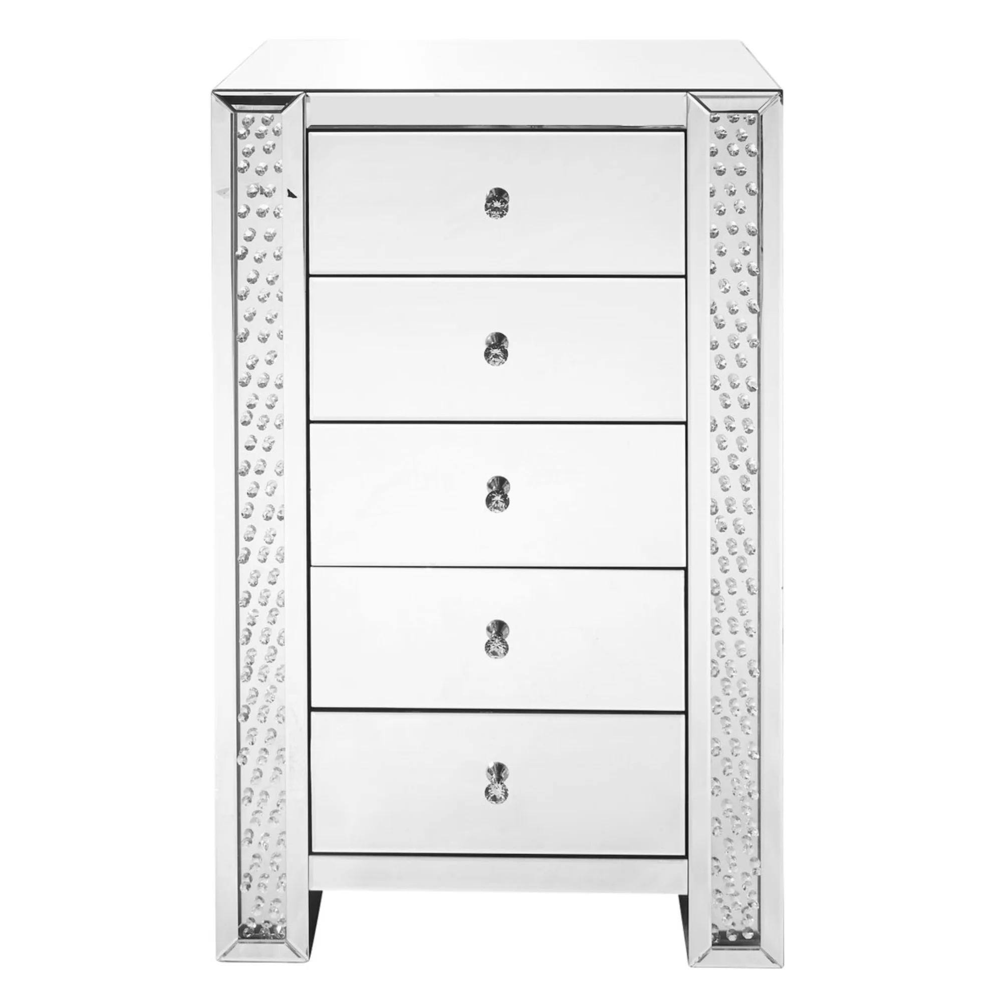 29 inch Crystal five drawers Chest In Clear Mirror Finish