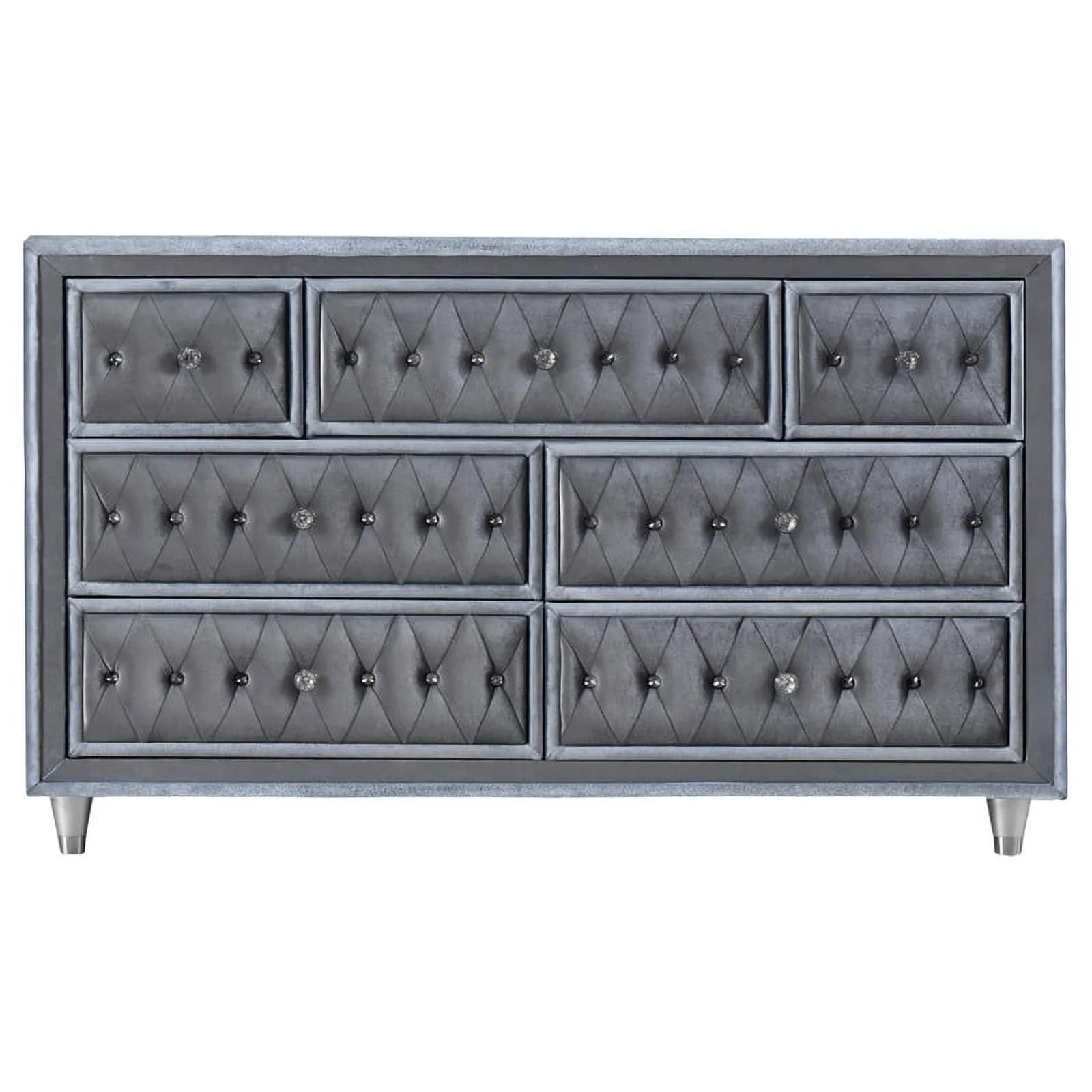 Maklaine 5-Piece Velvet Upholstered Tufted Queen Bedroom Set in Gray