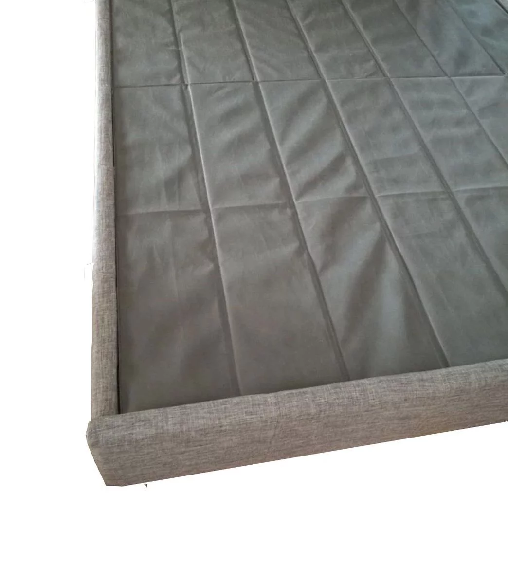FC Design Queen Size Platform Bed with Channel Tufted Headboard in Cream PU Finish