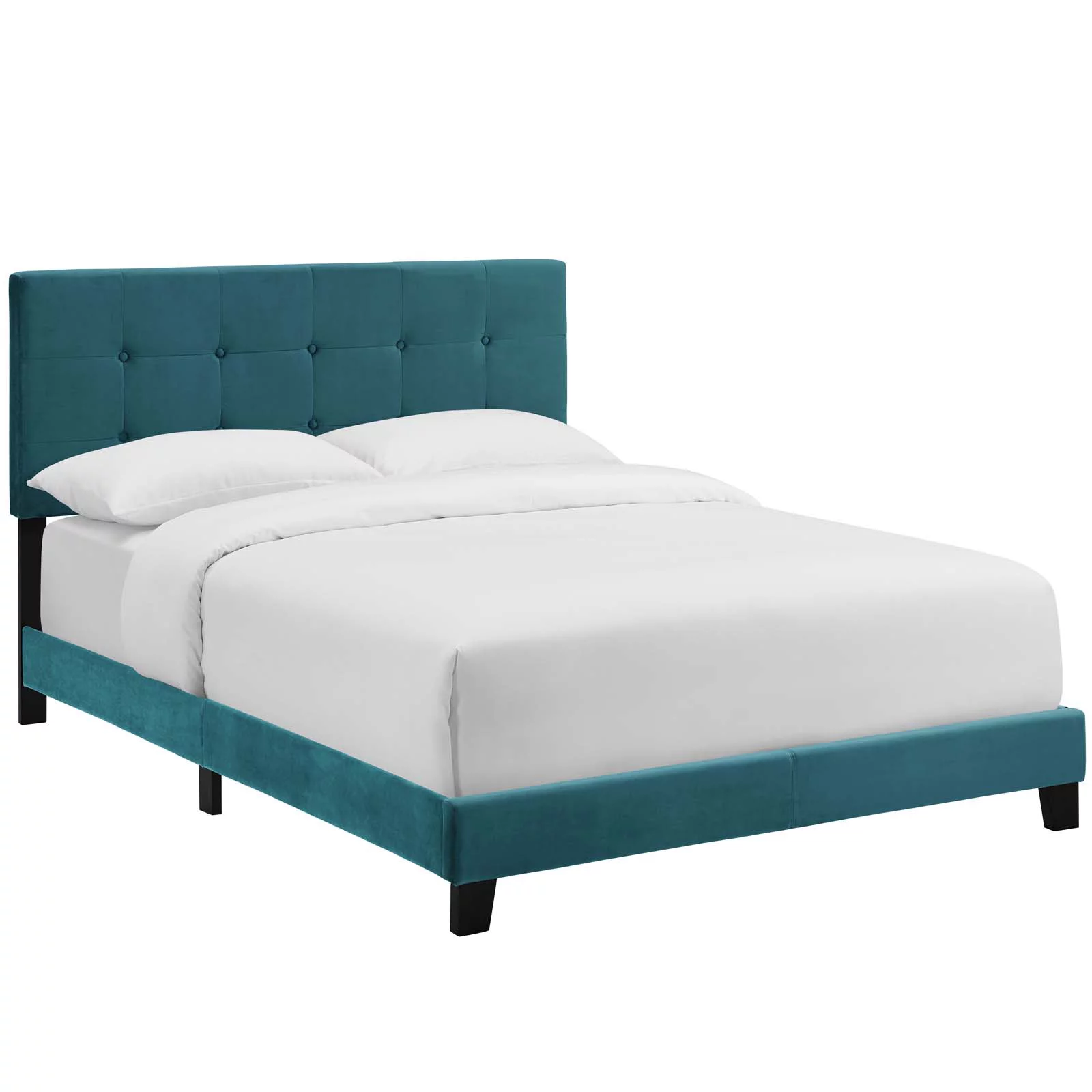 Modway Amira Queen Performance Velvet Bed in Sea Blue