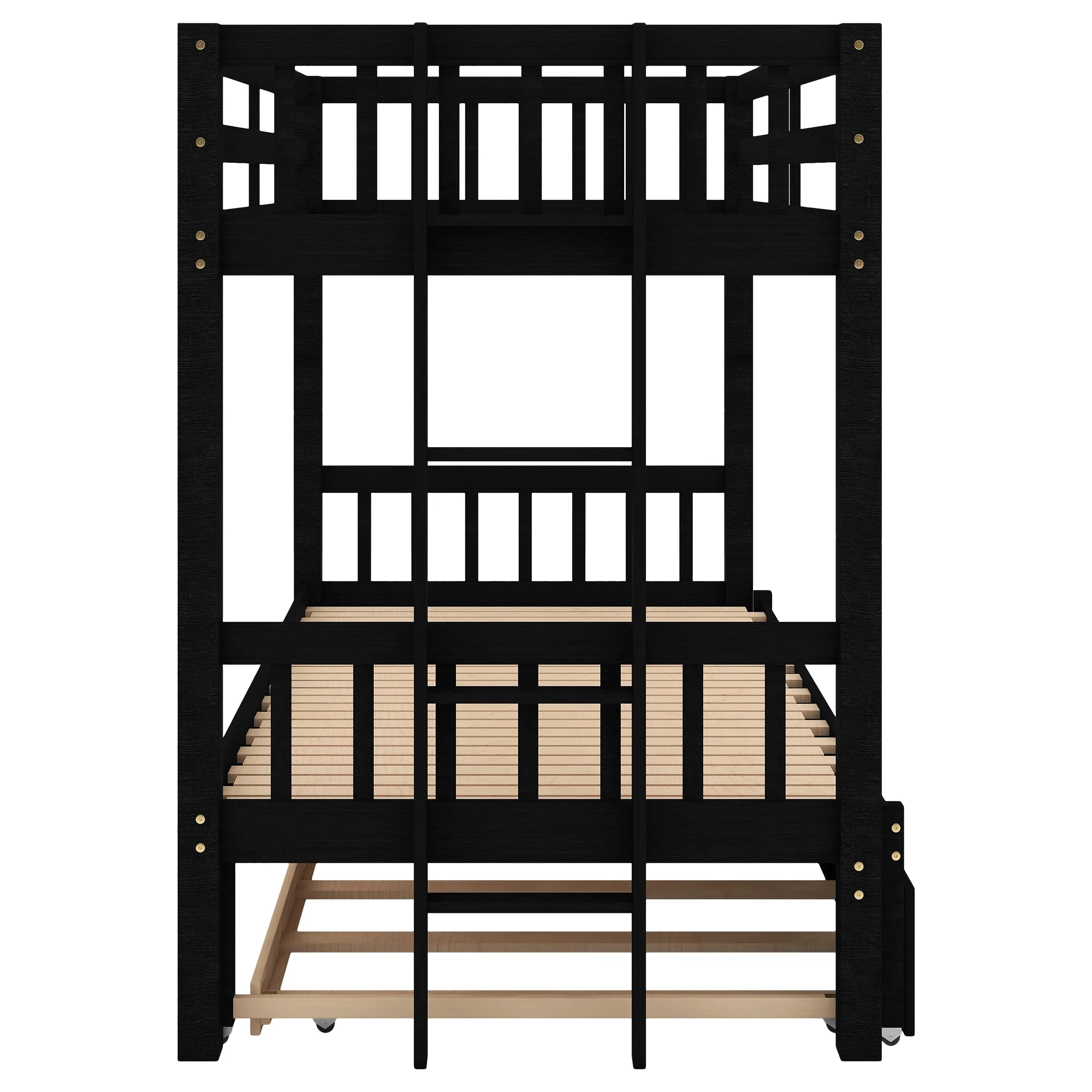 Dawn Whisper Twin over Pull-out Bunk Bed with Trundle, Espresso