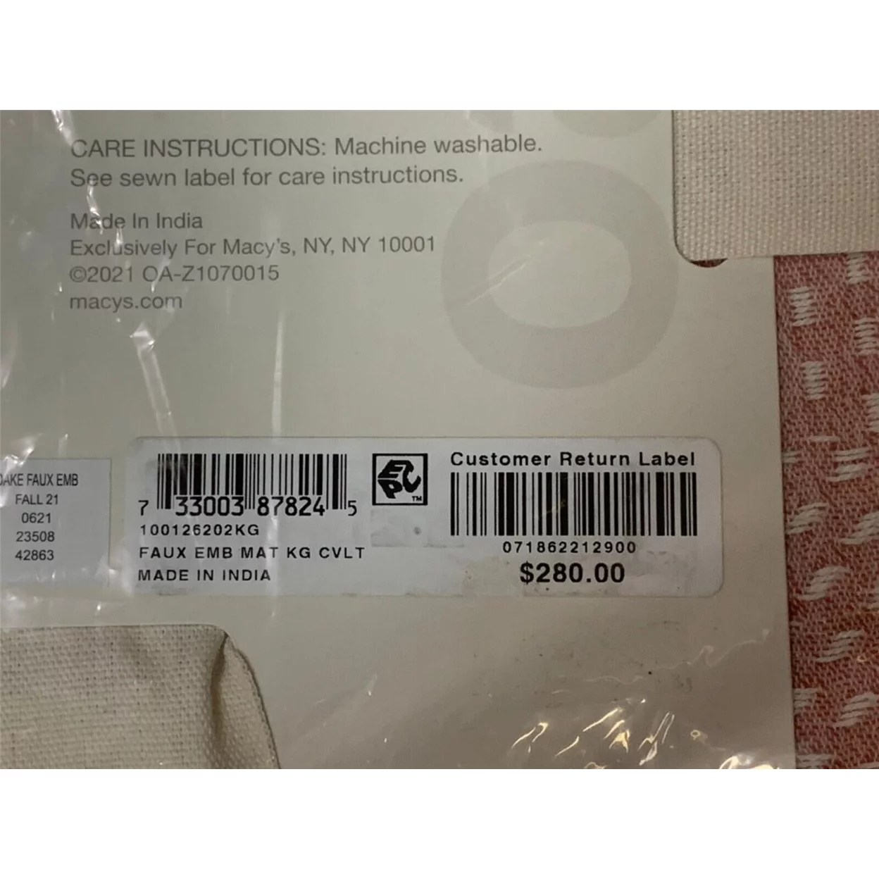 Oake Geo Stitch Coverlet, Terracotta, King New with box/tags