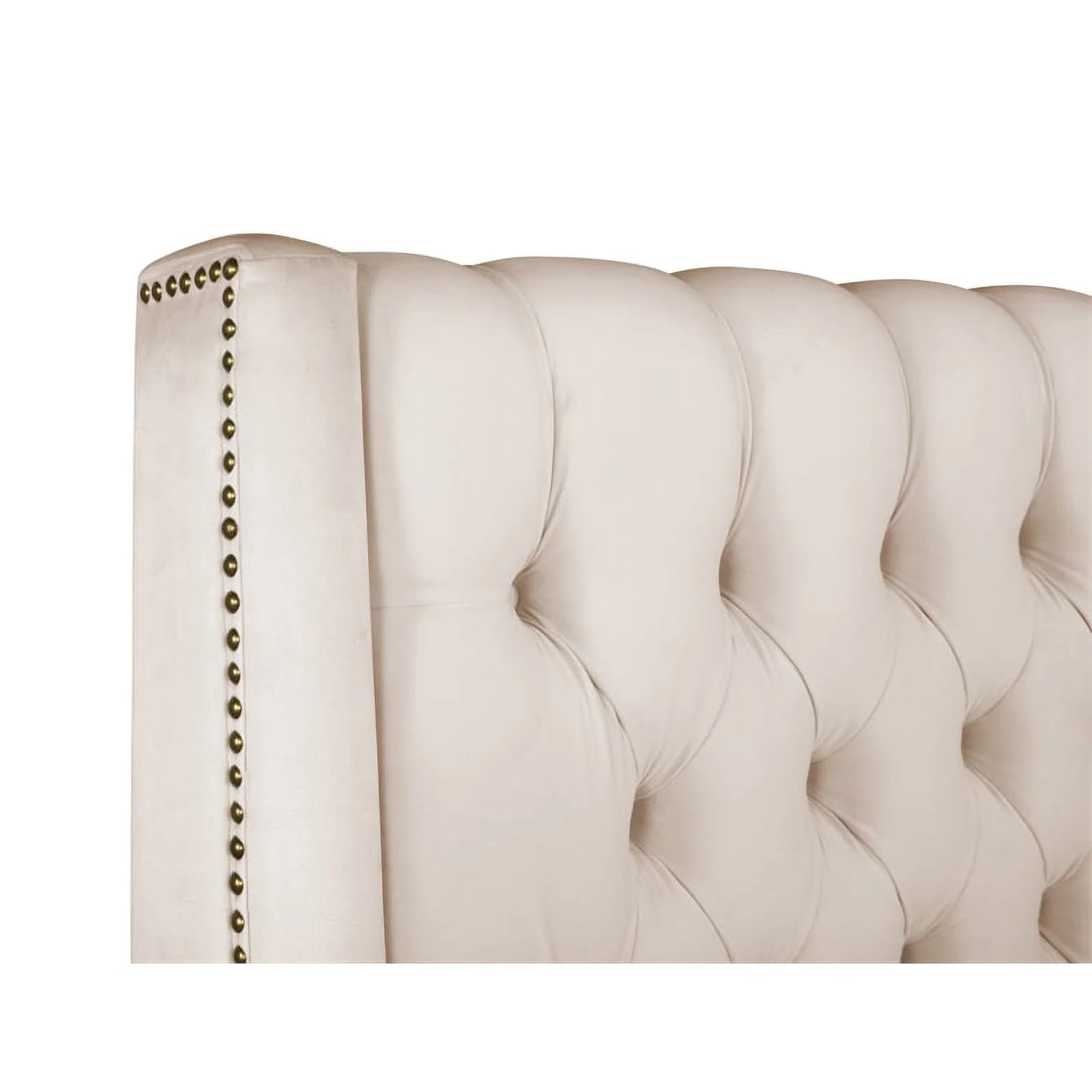 Best Master Bellanova Cream Tufted Velvet California King Platform Bed