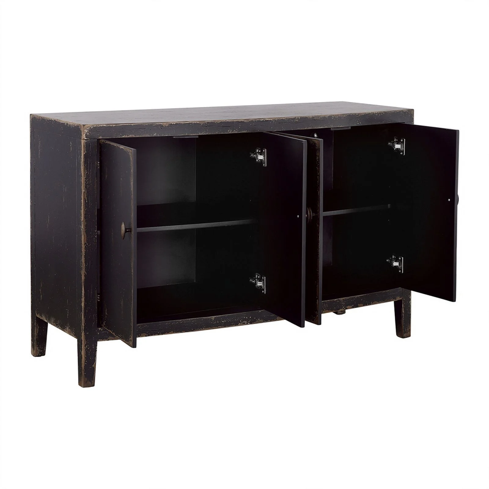 Pemberly Row Modern Weathered Black and Brown Four Door Credenza