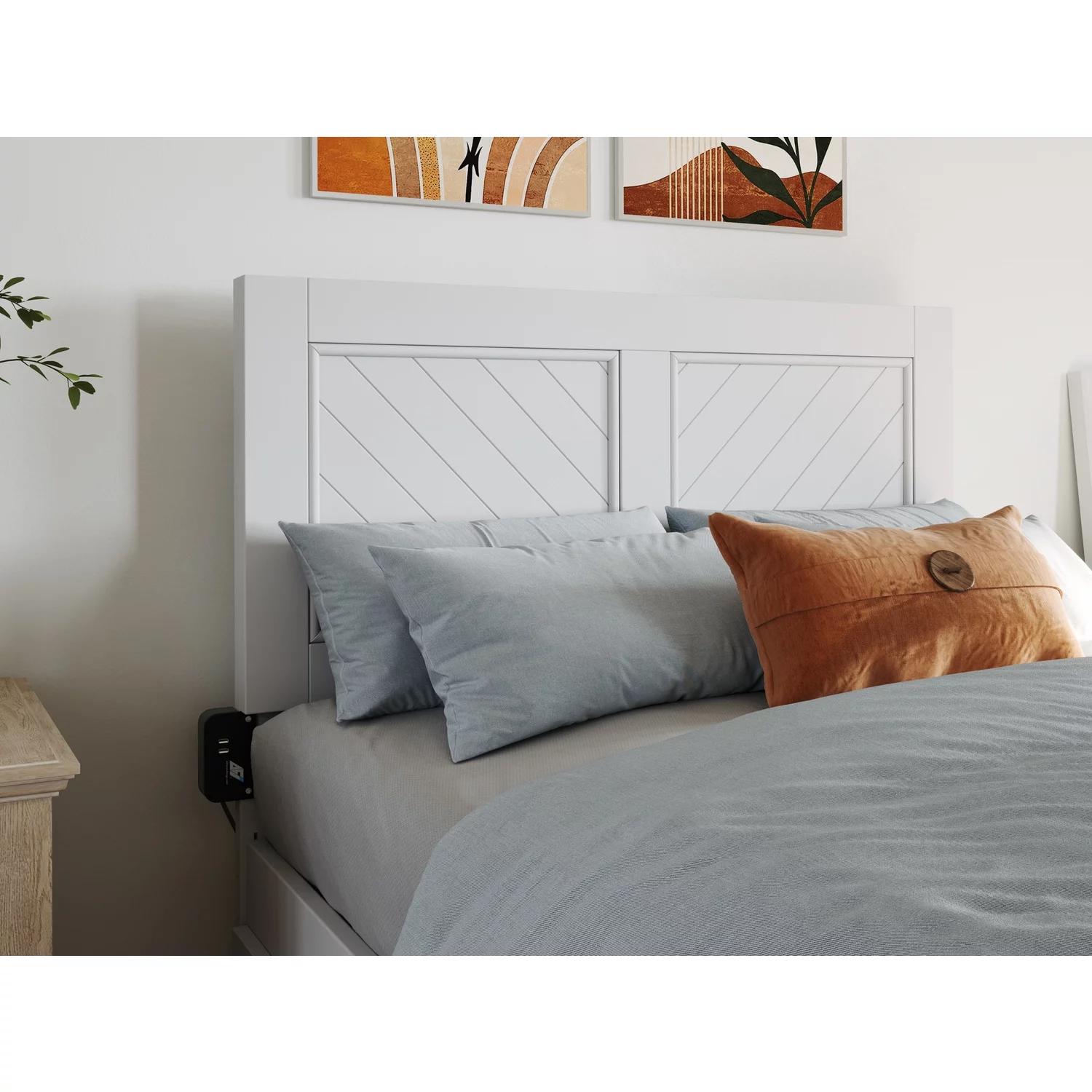 AFI Canyon Contemporary Solid Wood Twin Size Headboard in White