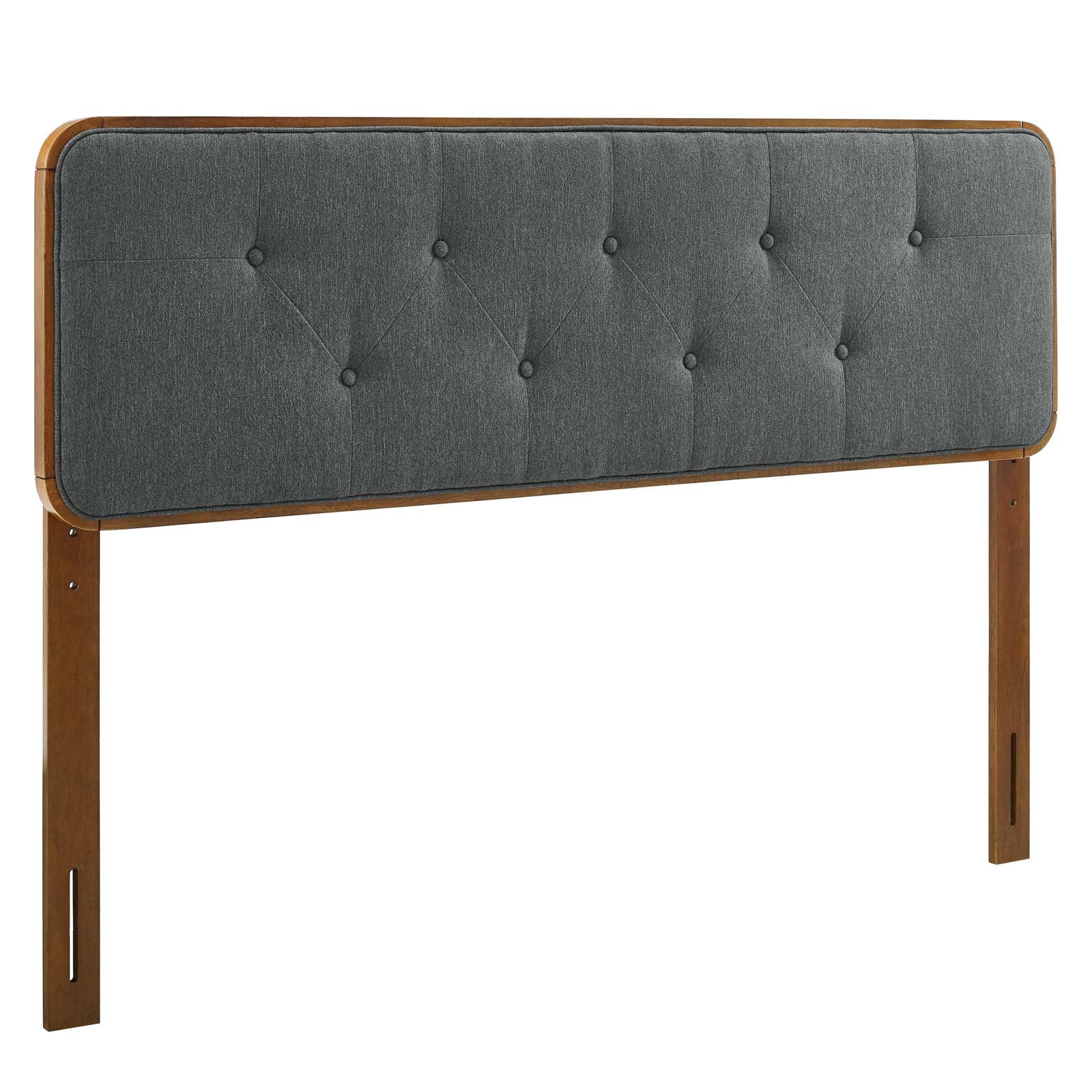 Modway Collins Tufted Full Fabric and Wood Headboard in Walnut Charcoal