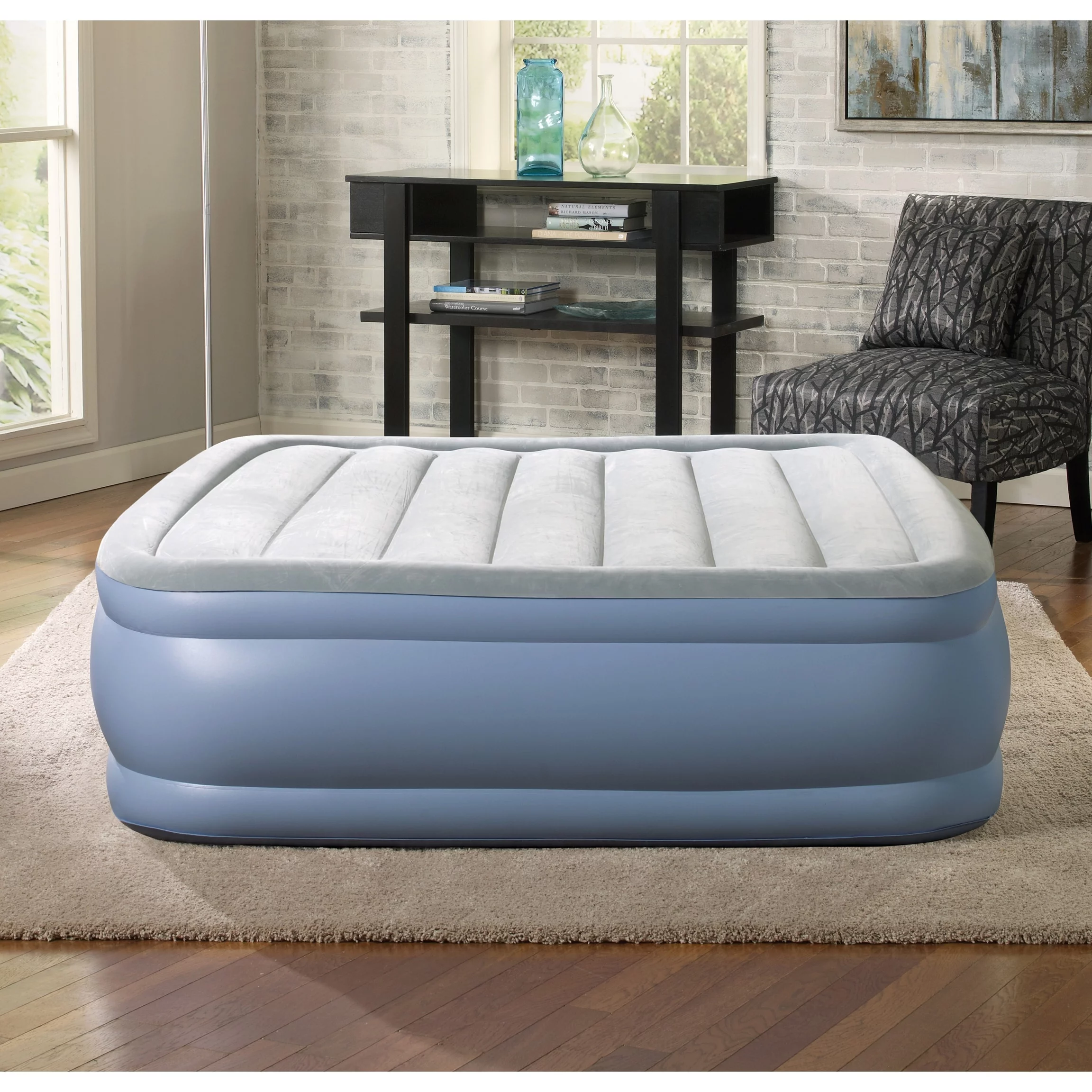 Beautyrest Hi Loft Raised Air Mattress with External Pump - Inflatable Bed with Edge Support, Puncture-Resistant Vinyl Twin