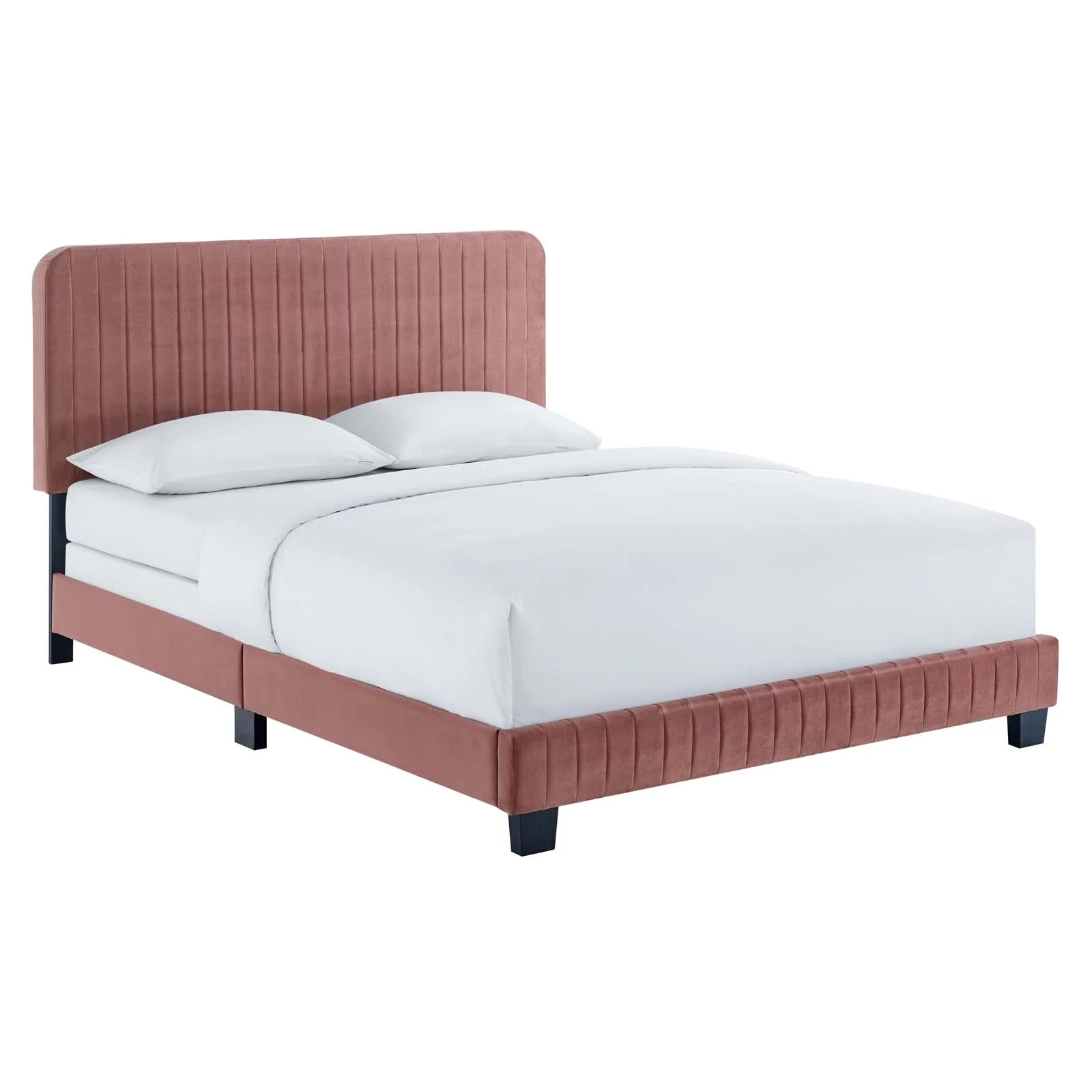 Modway Celine Channel Tufted Performance Velvet King Bed in Dusty Rose