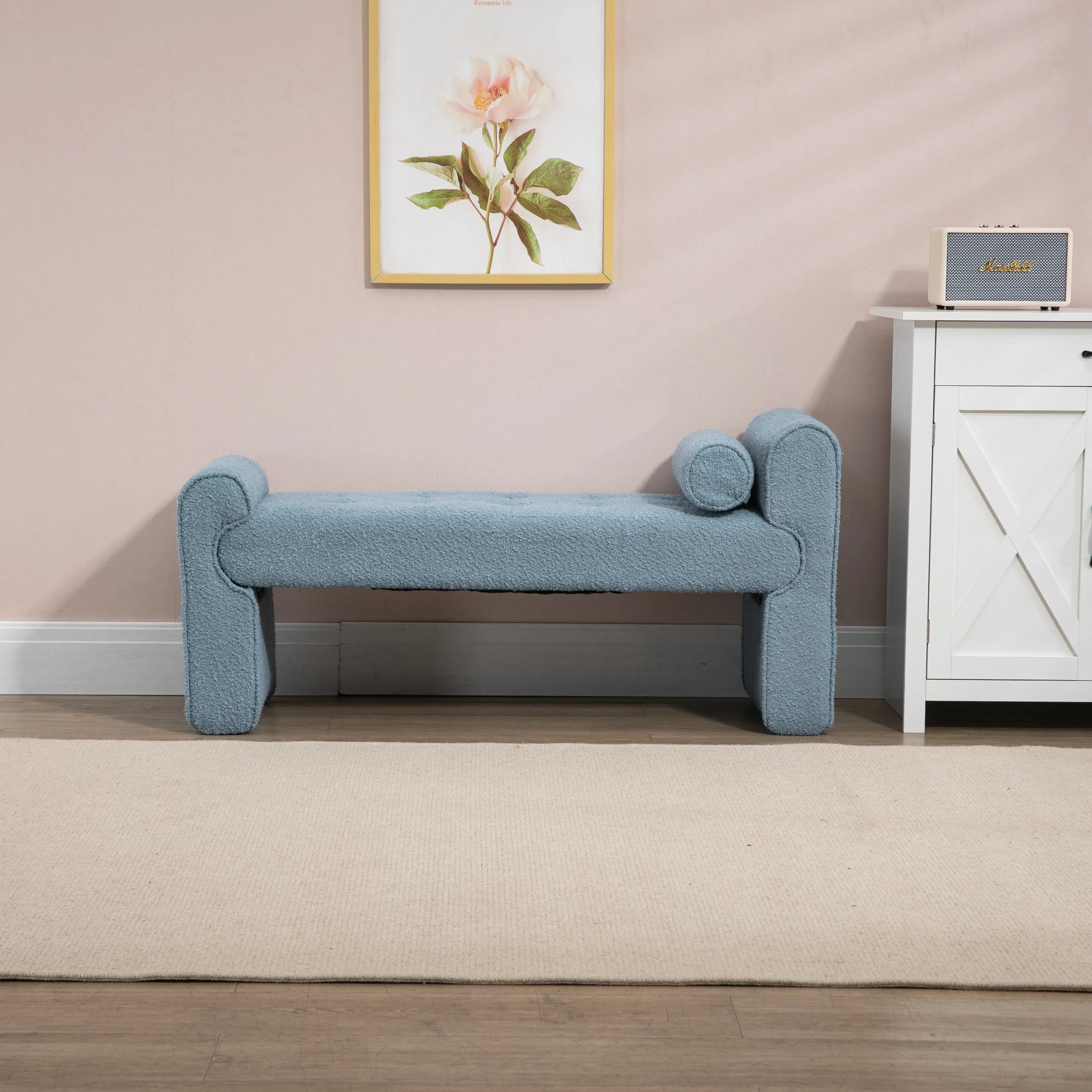 Modern Ottoman Bench, Bed stool made of loop gauze, End Bed Bench, Footrest for Bedroom, Living Room, End of Bed, Hallway