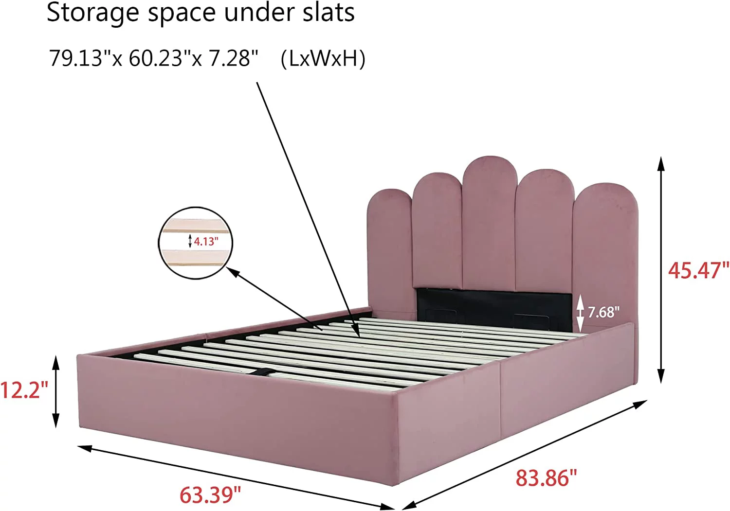 AGARTT Upholstered Platform Bed Frame Full Size Gas Lift Up Storage Bed with Headboard  Storage Underneath  Steel Slat Support with Hydraulic Storage System Pink