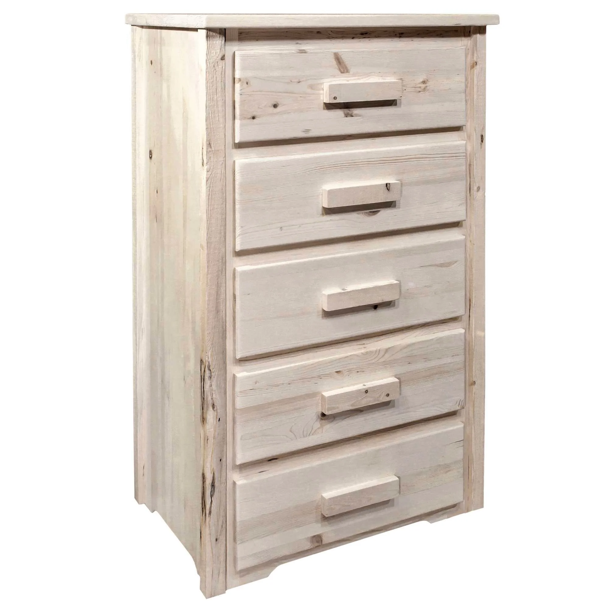 Homestead Collection 5 Drawer Chest of Drawers, Clear Lacquer Finish