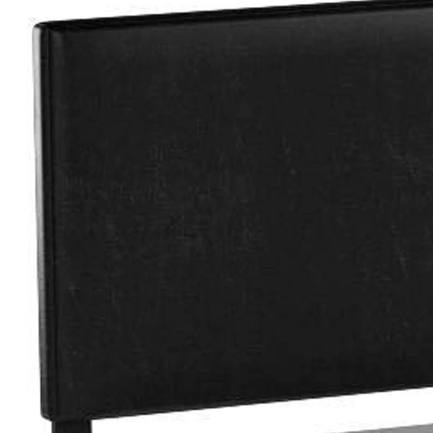 Benjara Shirin Full Size Bed, Wood, Nailhead Trim, Upholstered Headboard, Black