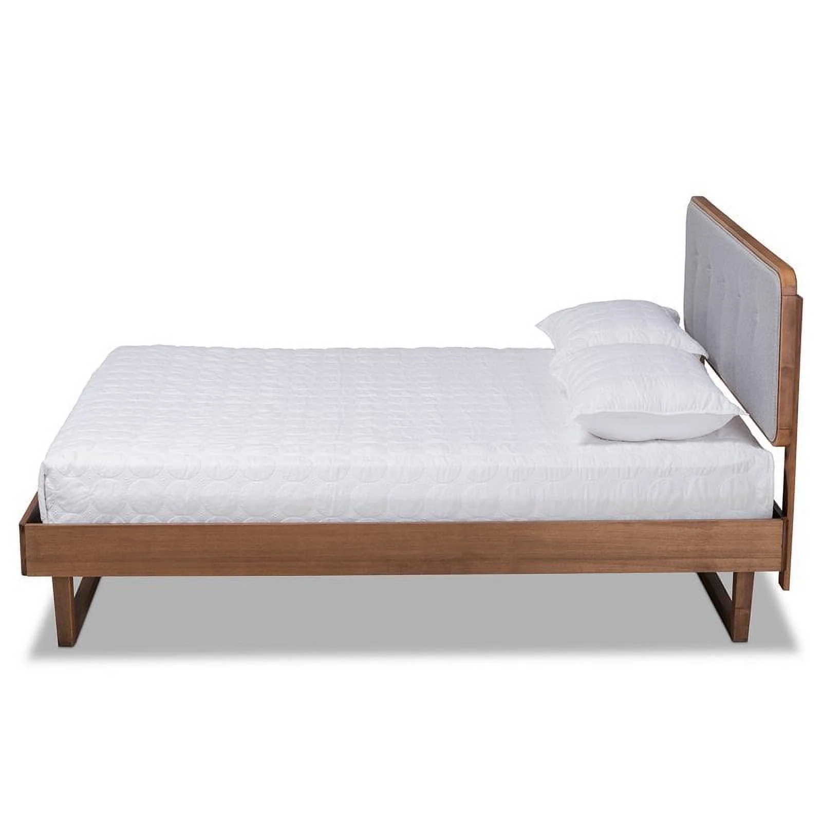 Bowery Hill Gray Upholstered Wood Full Size Platform Bed