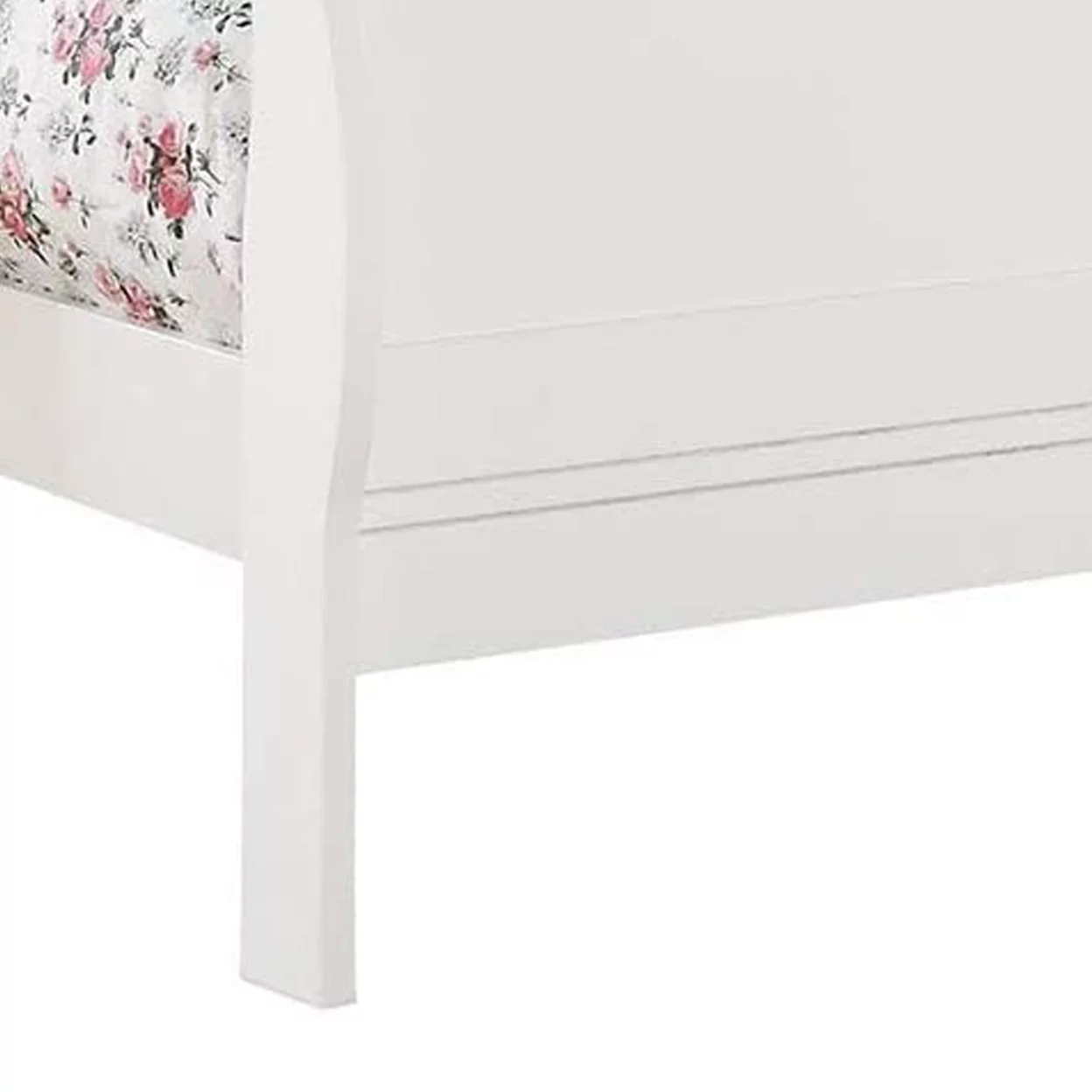 Transitional Panel Design Sleigh Twin Size Bed, White- Saltoro Sherpi