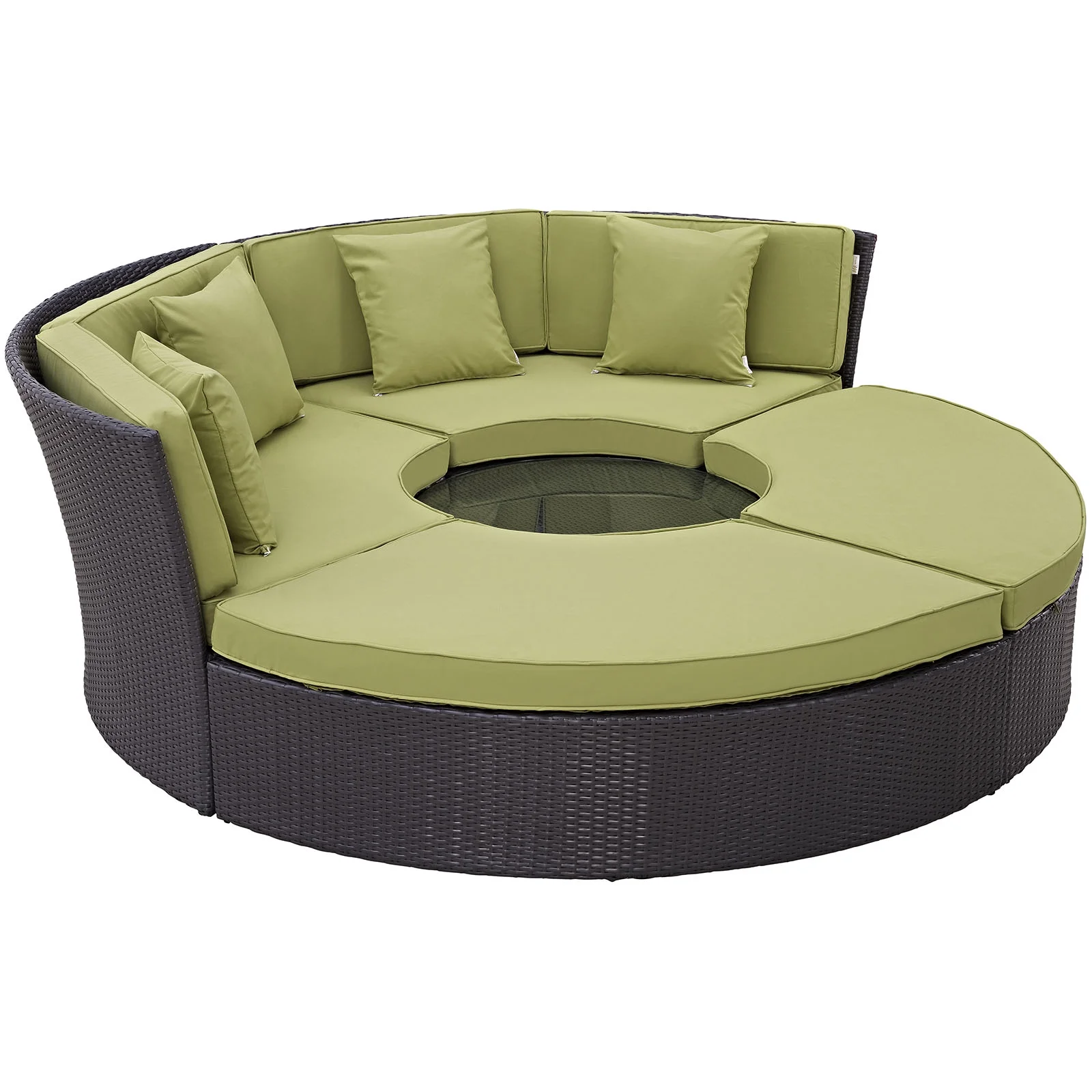 Modway Convene Circular Outdoor Patio Daybed Set in Espresso Peridot