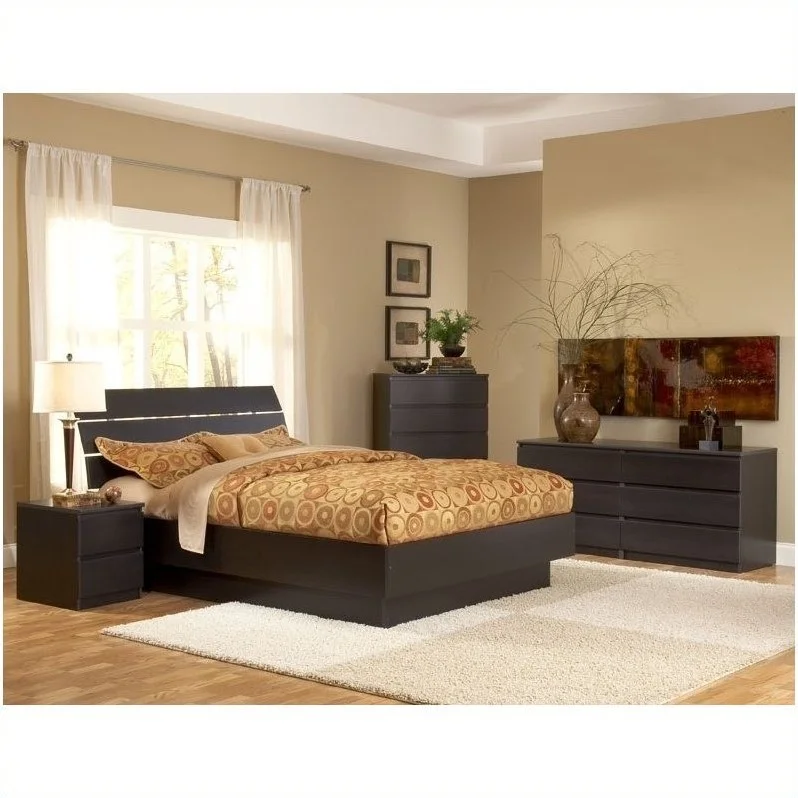 Pemberly Row Modern 6 Drawer Double Bedroom Dresser in Coffee