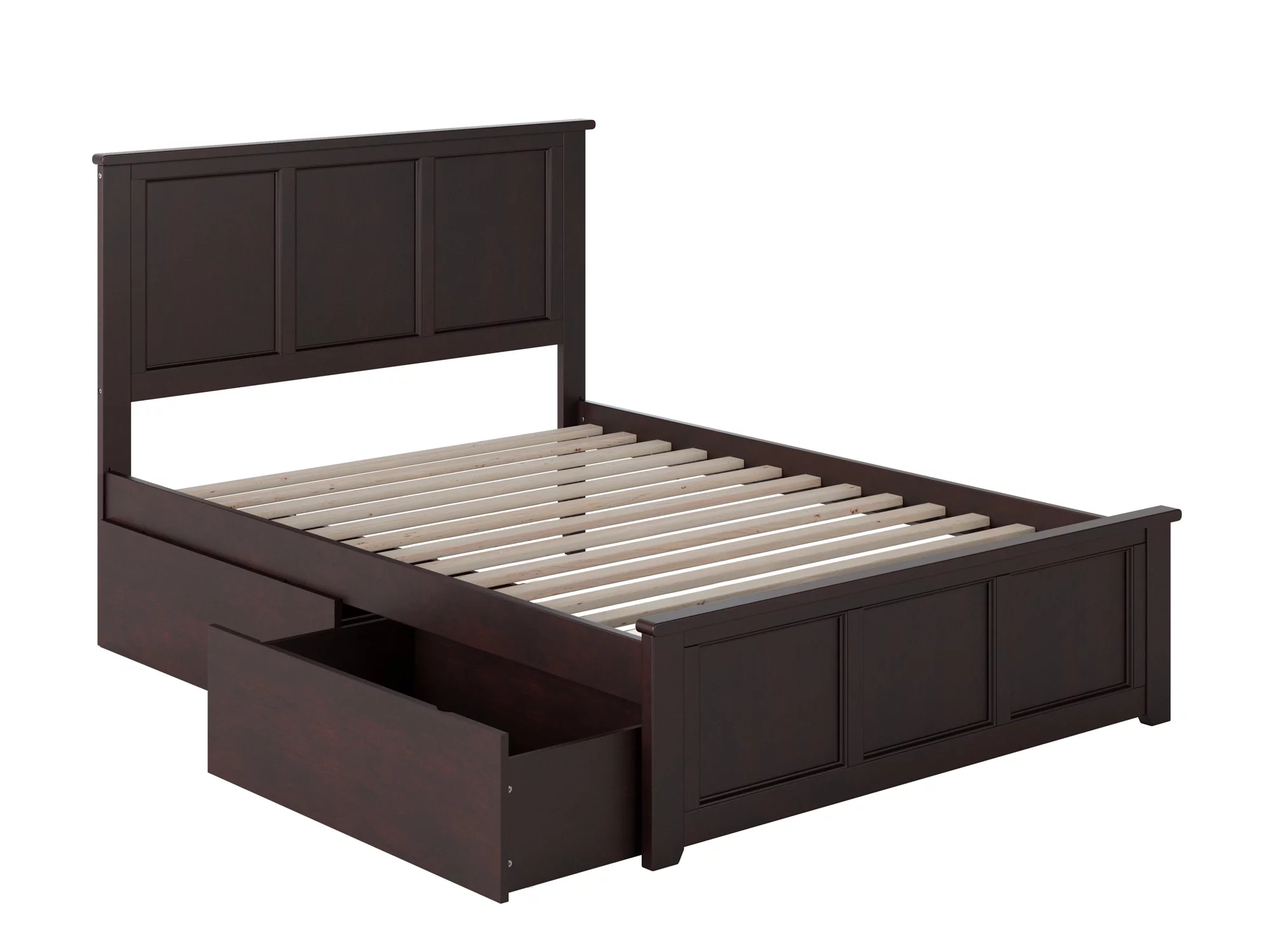 AFI Madison Full Platform Bed with Matching Footboard & 2 Storage Drawers in Espresso