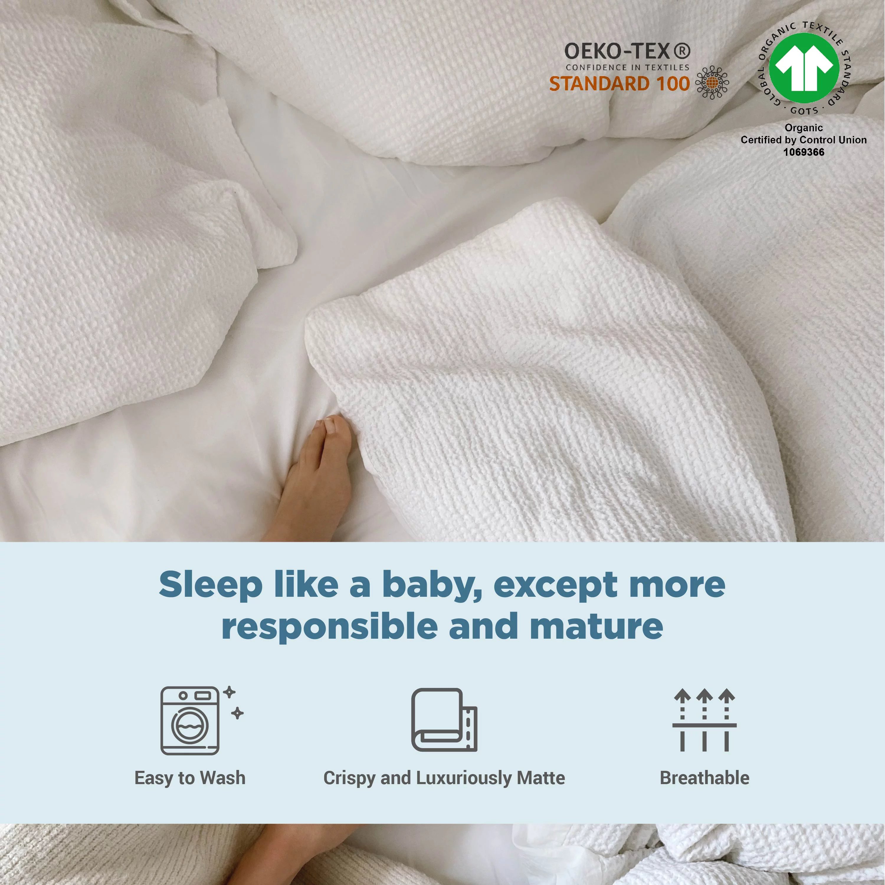 Fabdreams 100% Organic Cotton GOTS Certified 300 TC Percale Queen Fitted Sheet | White