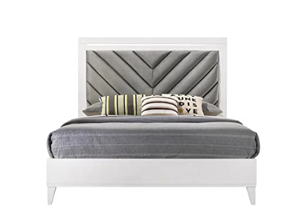 Kings Brand Furniture Madison 6-Piece Queen Size White Bedroom Set. Bed, Dresser, Mirror, Chest & 2 Nightstands
