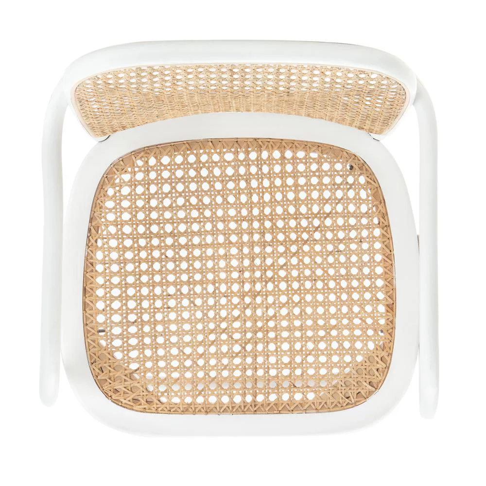 SAFAVIEH Keiko Nautical Solid Cane Dining Chair, White/Natural