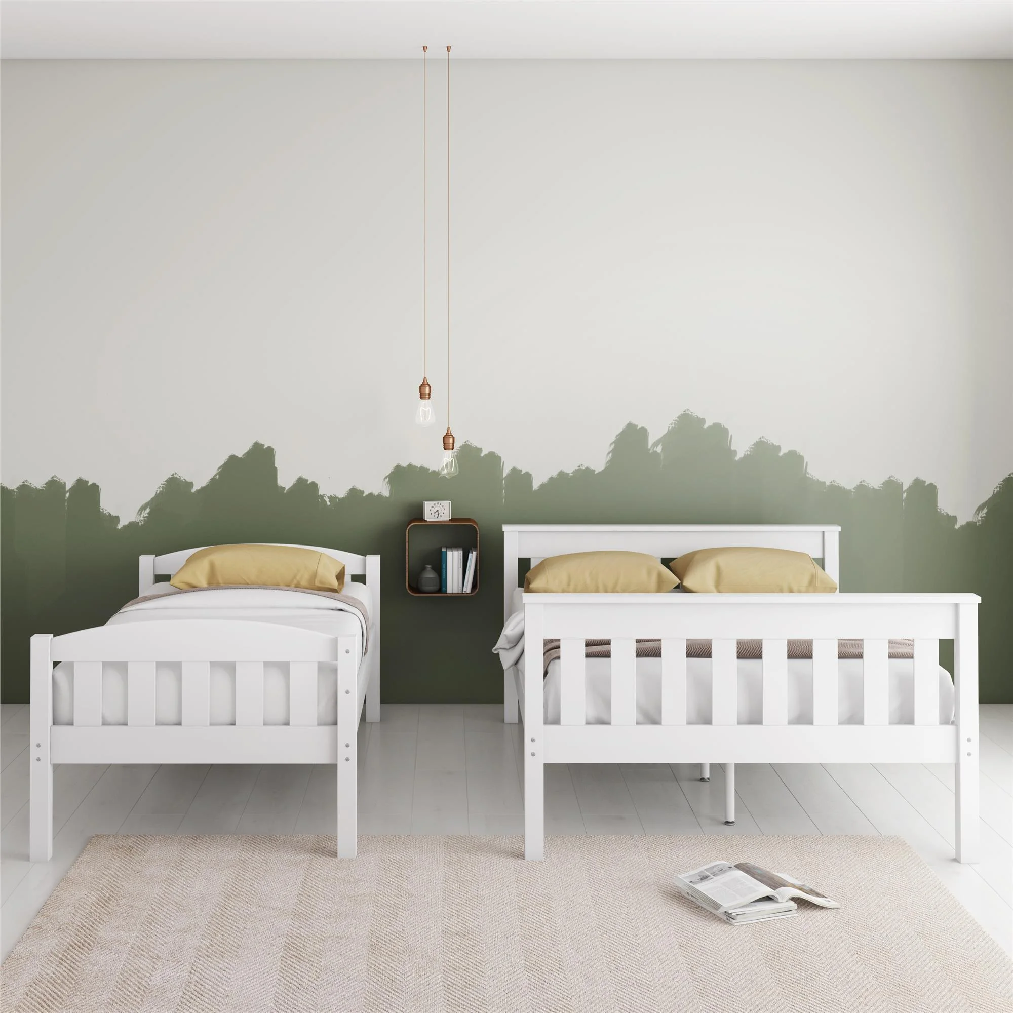 DHP Airlie Twin-Over-Full Bunk Bed with Ladder, White