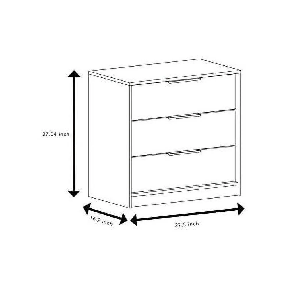 3 Drawer Bedroom Chest Dresser In White & Light Oak
