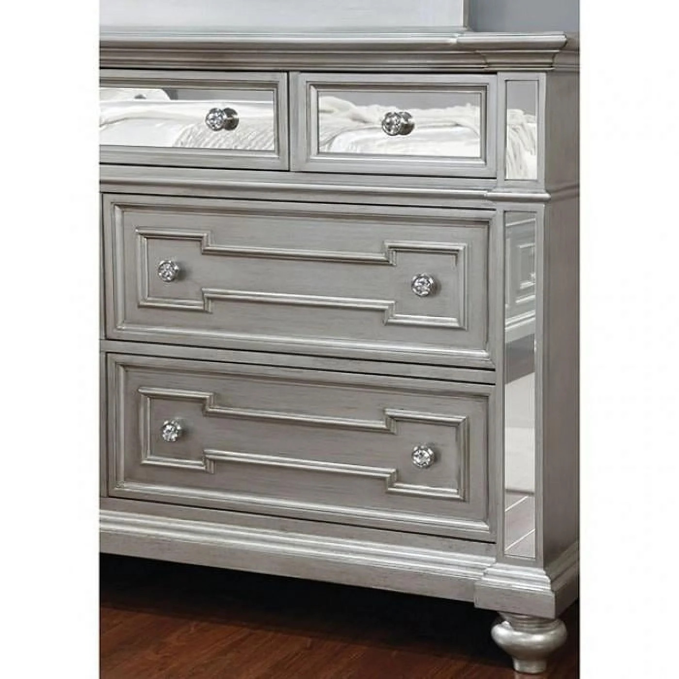 Silver Finish Wood Dresser Glam Furniture of America Salamanca