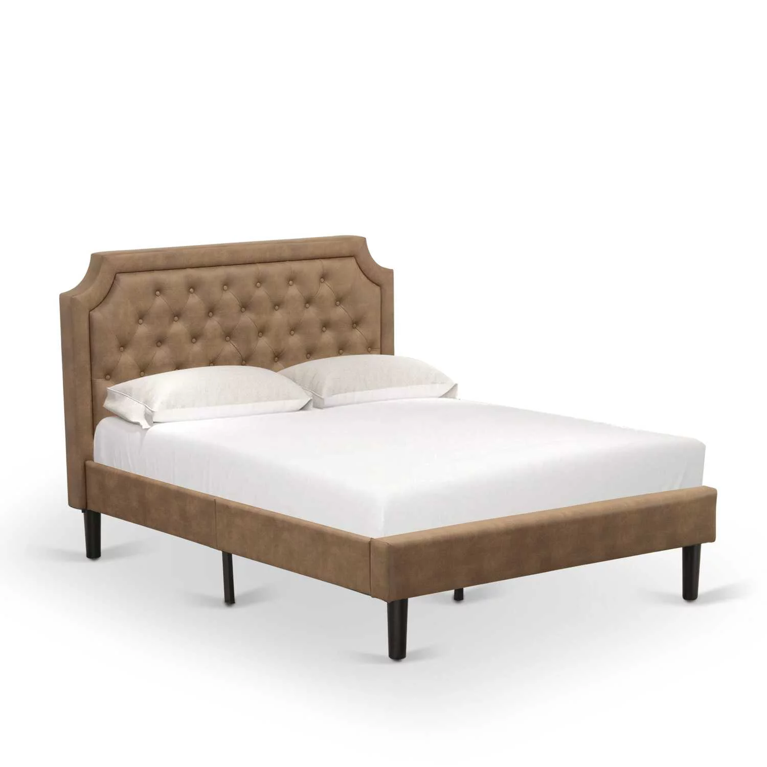 East West Furniture Granbury 2-Piece Wooden Full Platform Bedroom Set in Brown