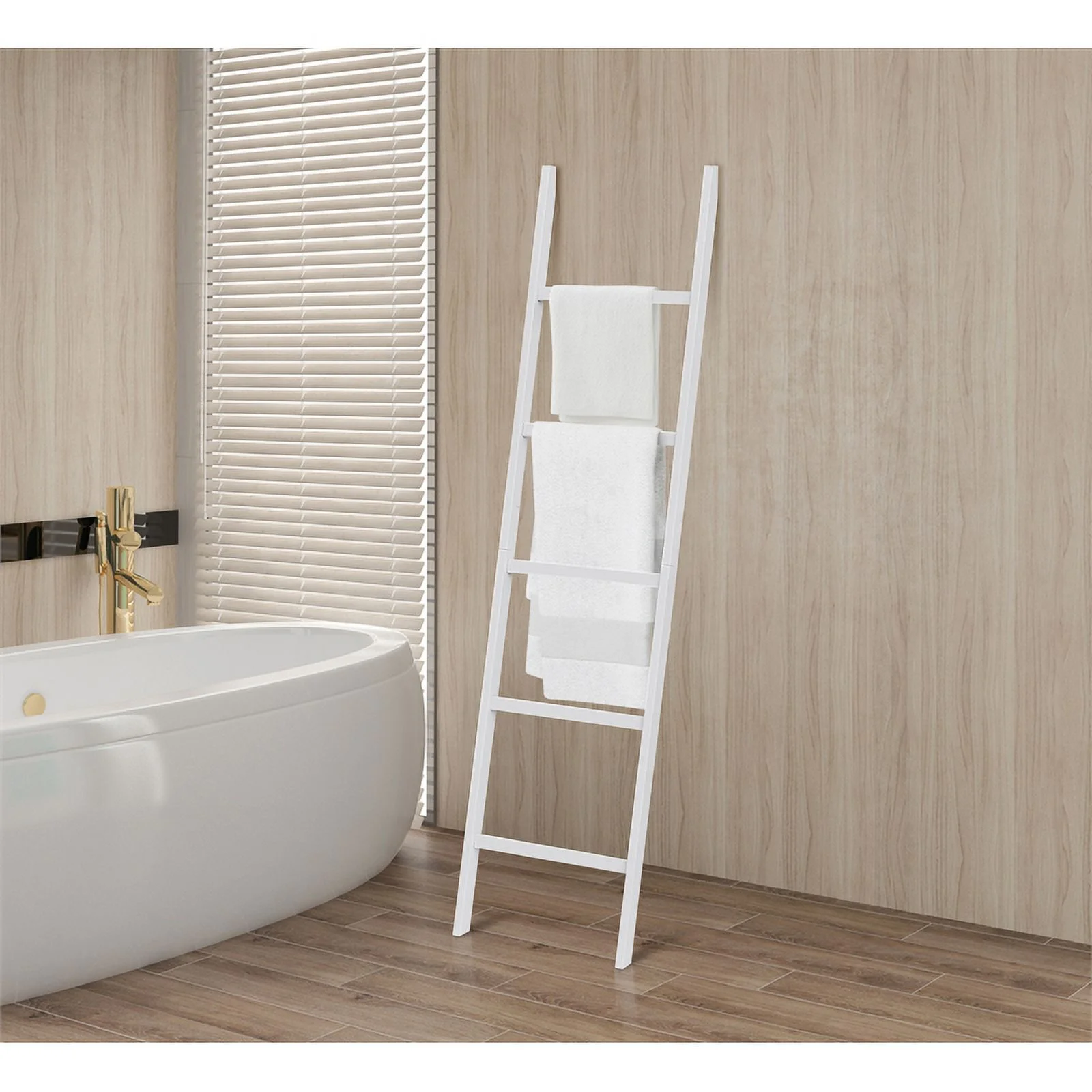 Gallerie Decor Natural Spa Transitional Bamboo Towel Ladder in White