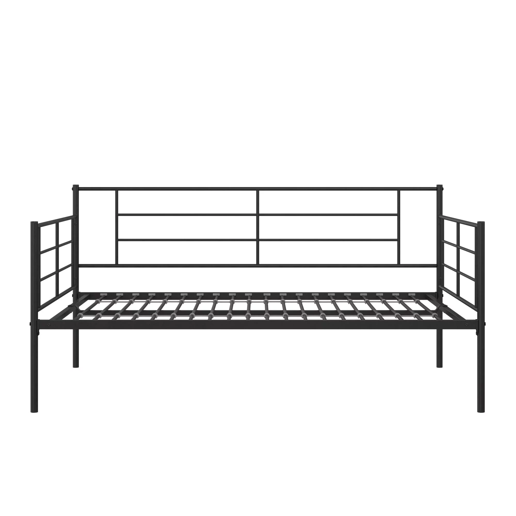 RealRooms Praxis Metal Daybed with Steel Frame and Slats, Under Bed Storage, Full, Black