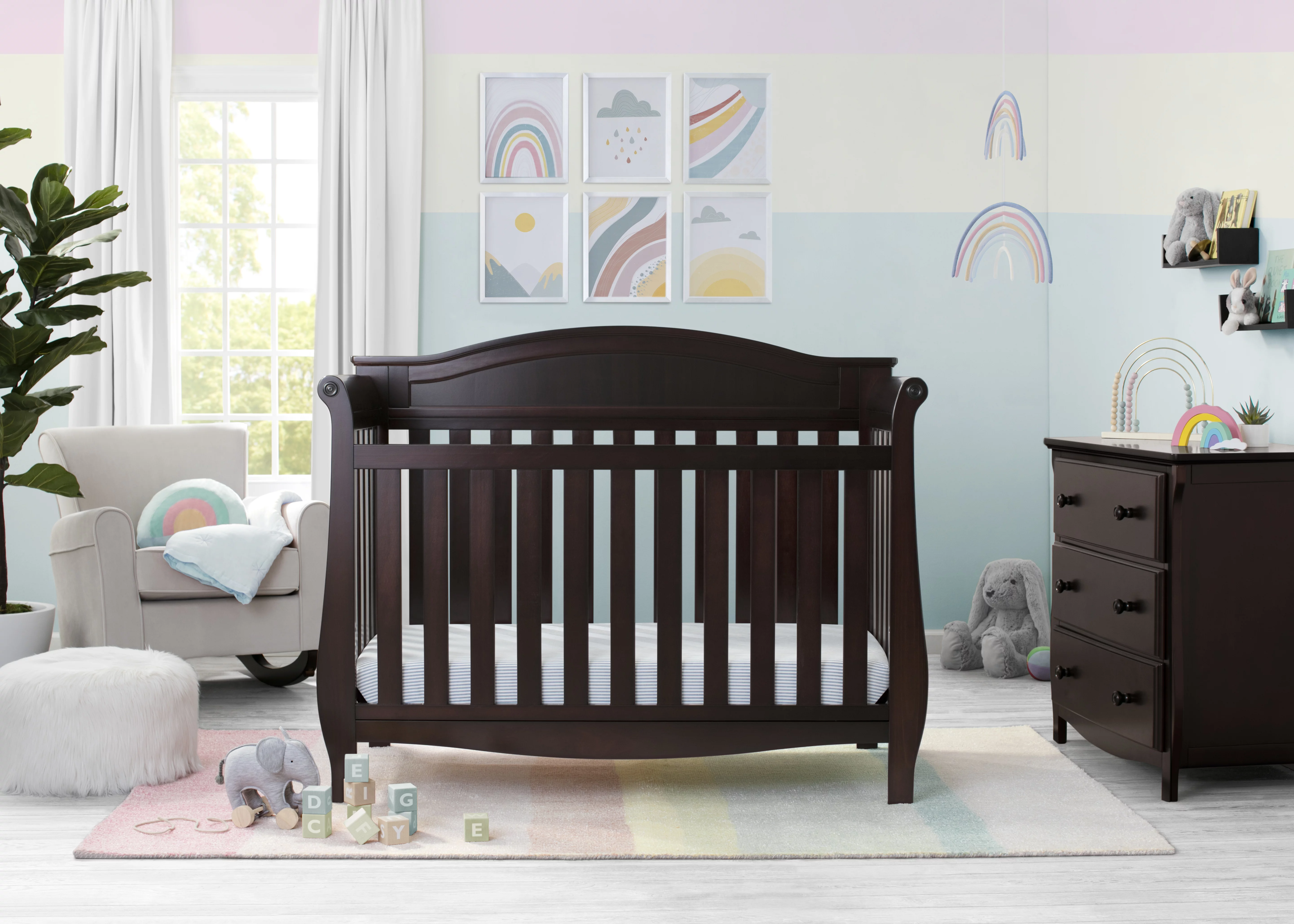 Delta Children Lancaster 4-in-1 Convertible Baby Crib, Dark Chocolate