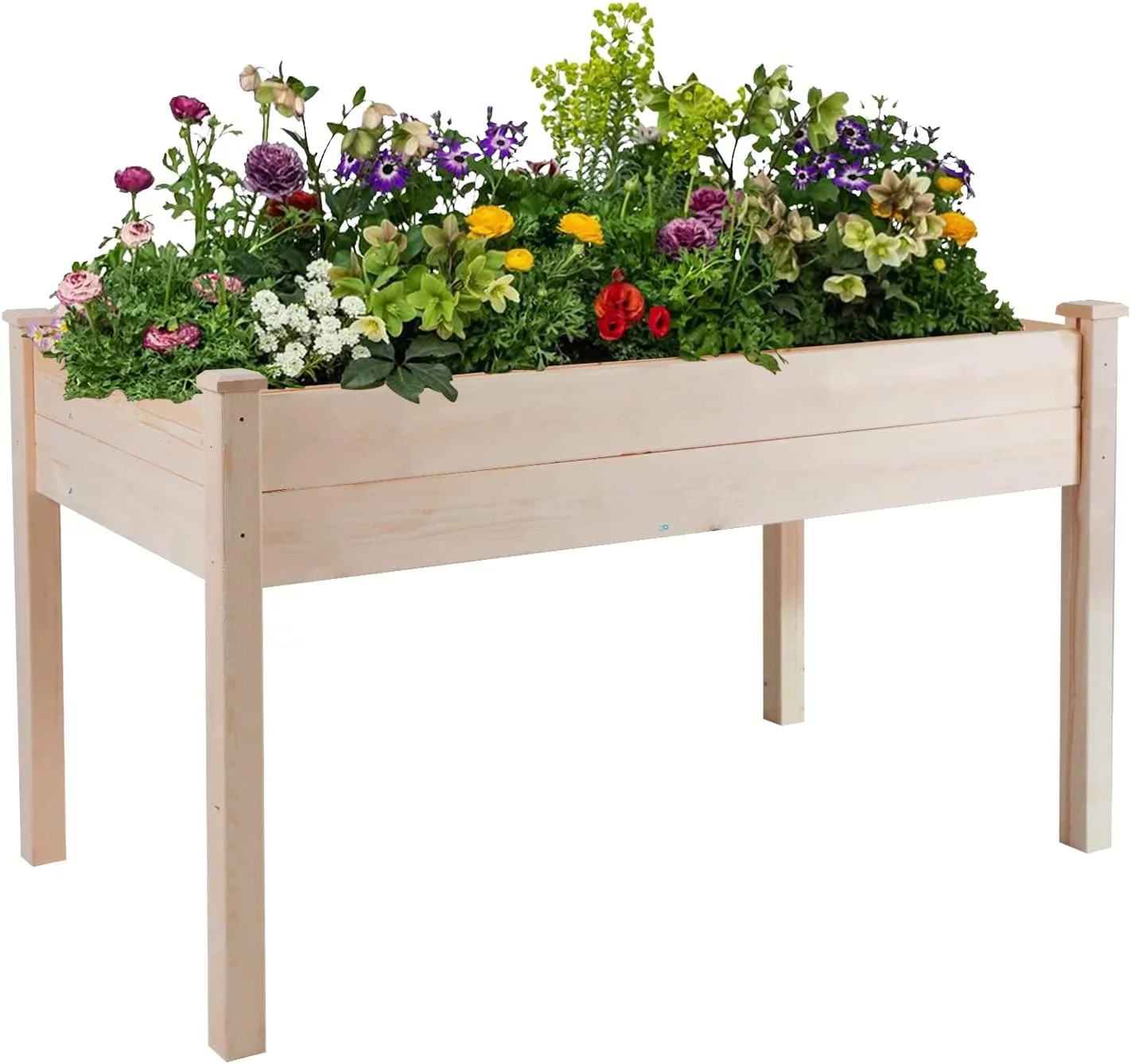 SOLAURA 48x22x30in Elevated Raised Wood Planter Garden Bed Box Stand for Backyard, Patio - Natural