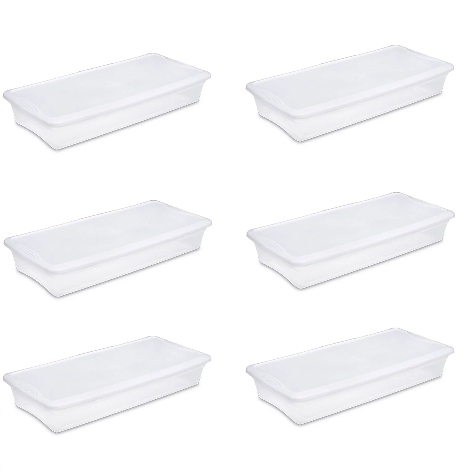 Sterilite 41 Quart Lightweight Under Bed Storage Box Container, 6 Pack