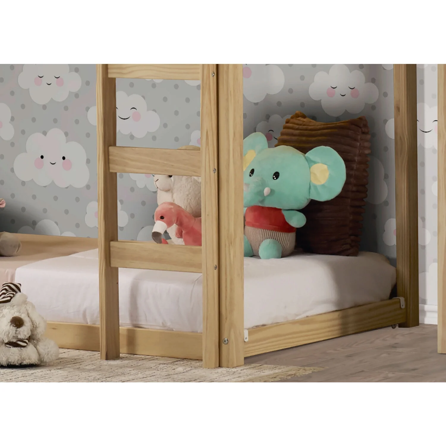 Maykoosh Vintage Vogue Twin Over Twin Solid Wood Low Loft Bunk Bed Natural