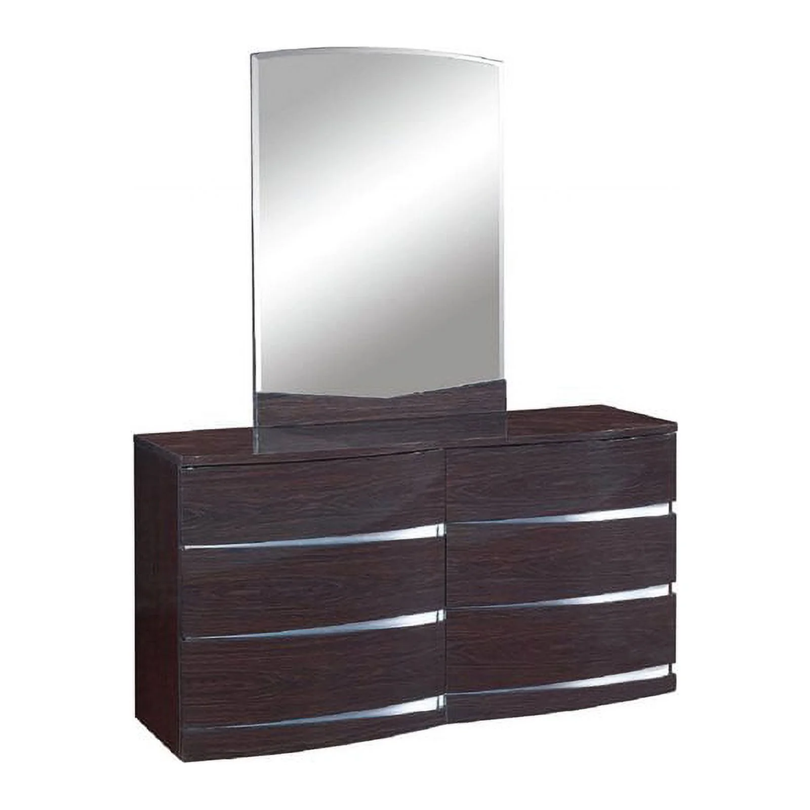 Titan Furnishings Grand Modern Lacquer Wood Dresser in Gloss Black Wenge