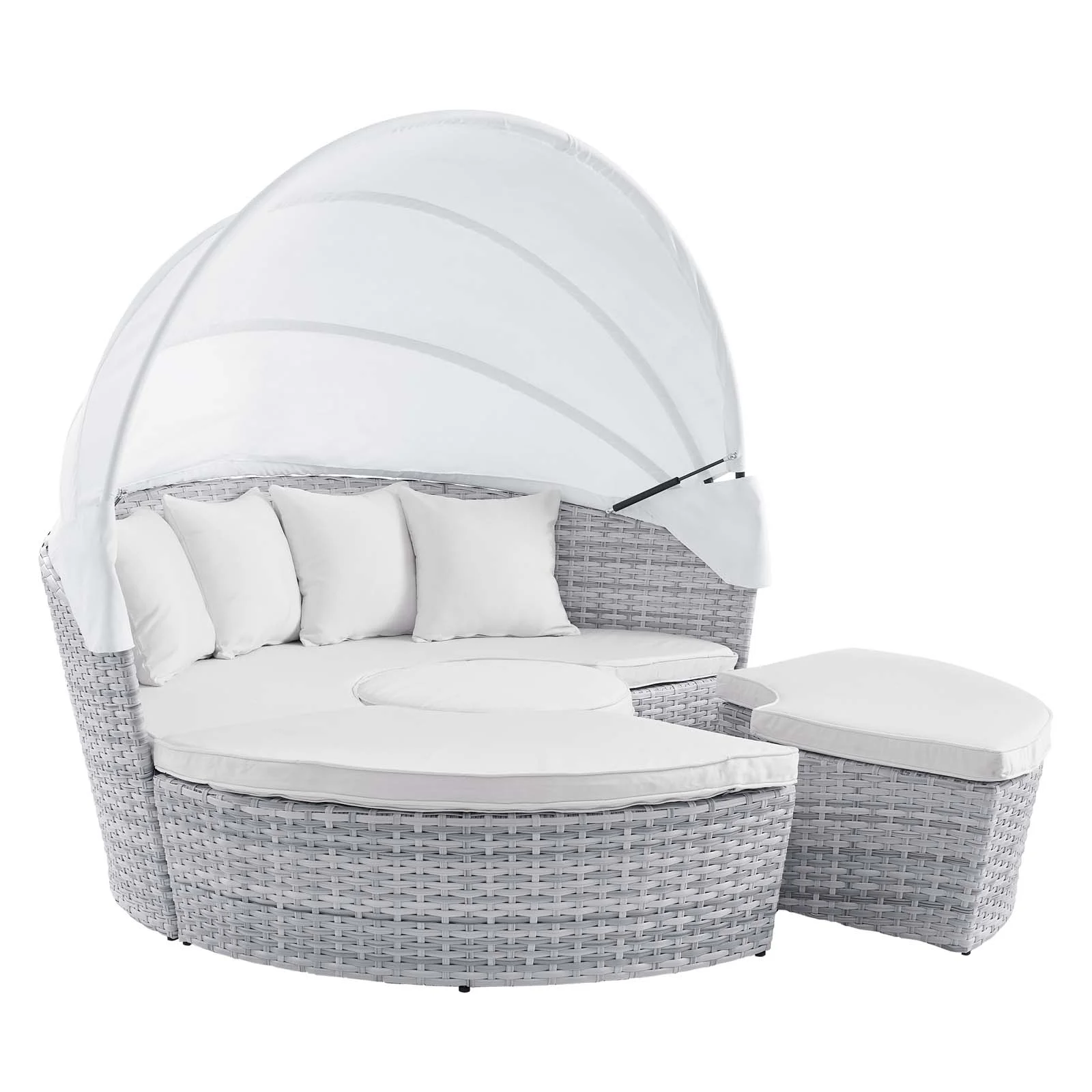 Modway Scottsdale Canopy Outdoor Patio Daybed in Light Gray White