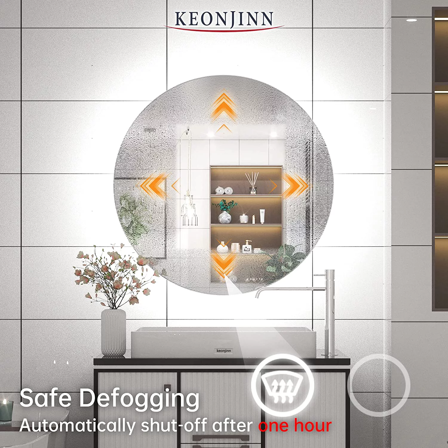 Keonjinn LED Backlit Mirror 28 inch Round Bathroom Mirror with Lights Large Circle Lighted Mirror Anti-Fog Wall Mounted Round Vanity Mirror Dimmable Illuminated Makeup Mirror, CRI 90+