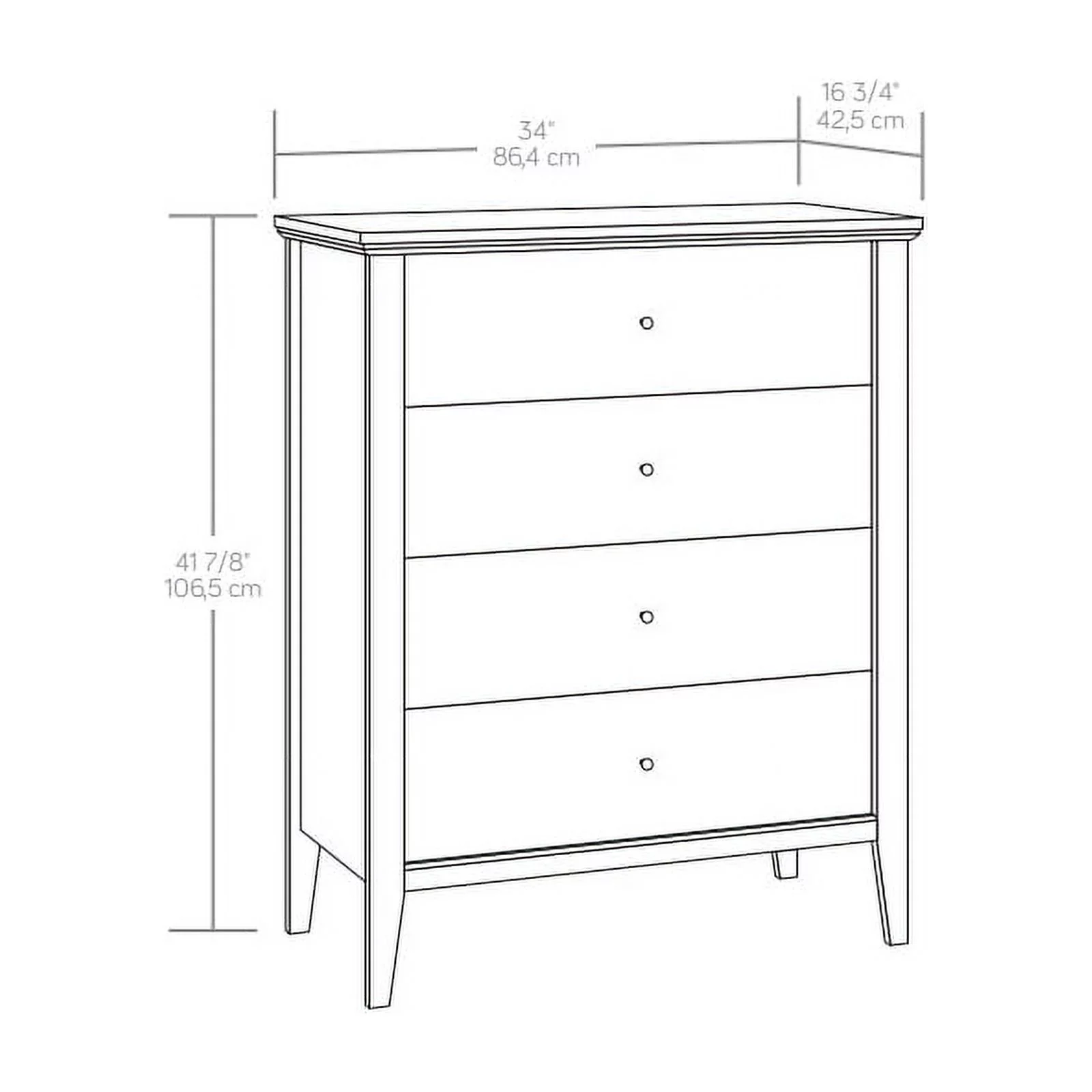 Sauder Larkin Ledge Engineered Wood 4-Drawer Chest in Glacier Oak