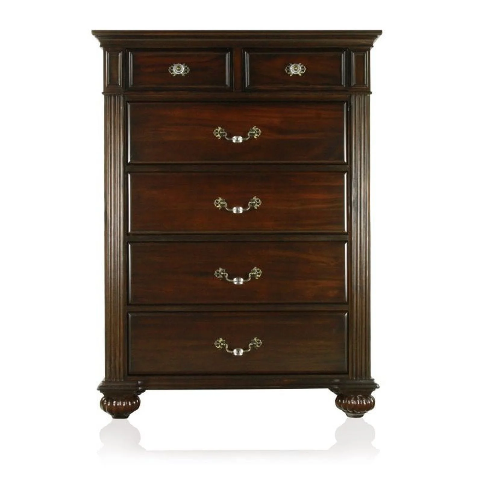Furniture of America Damos Traditional Solid Wood 6-Drawer Chest in Dark Walnut