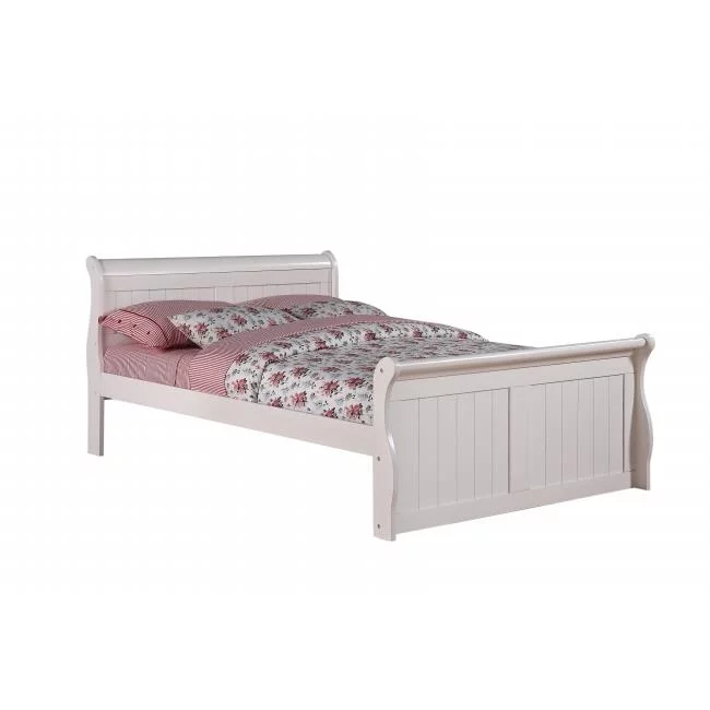 Pivot Direct Full Sleigh Bed with Slat-Kits Mattress Ready - White