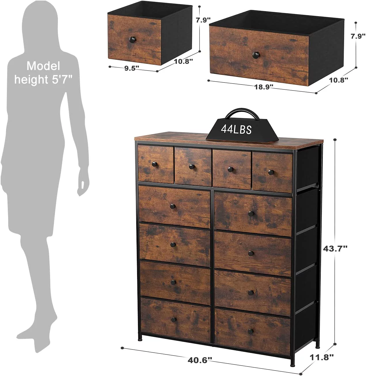 Popular 12 Drawer Dresser for Bedroom  Tall Dressers for Girls Kids Bedroom with Sturdy Metal Frame & Wood Top  Pink Dresser & Chest of Drawers for Bedroom Nursery  Large Fabric B