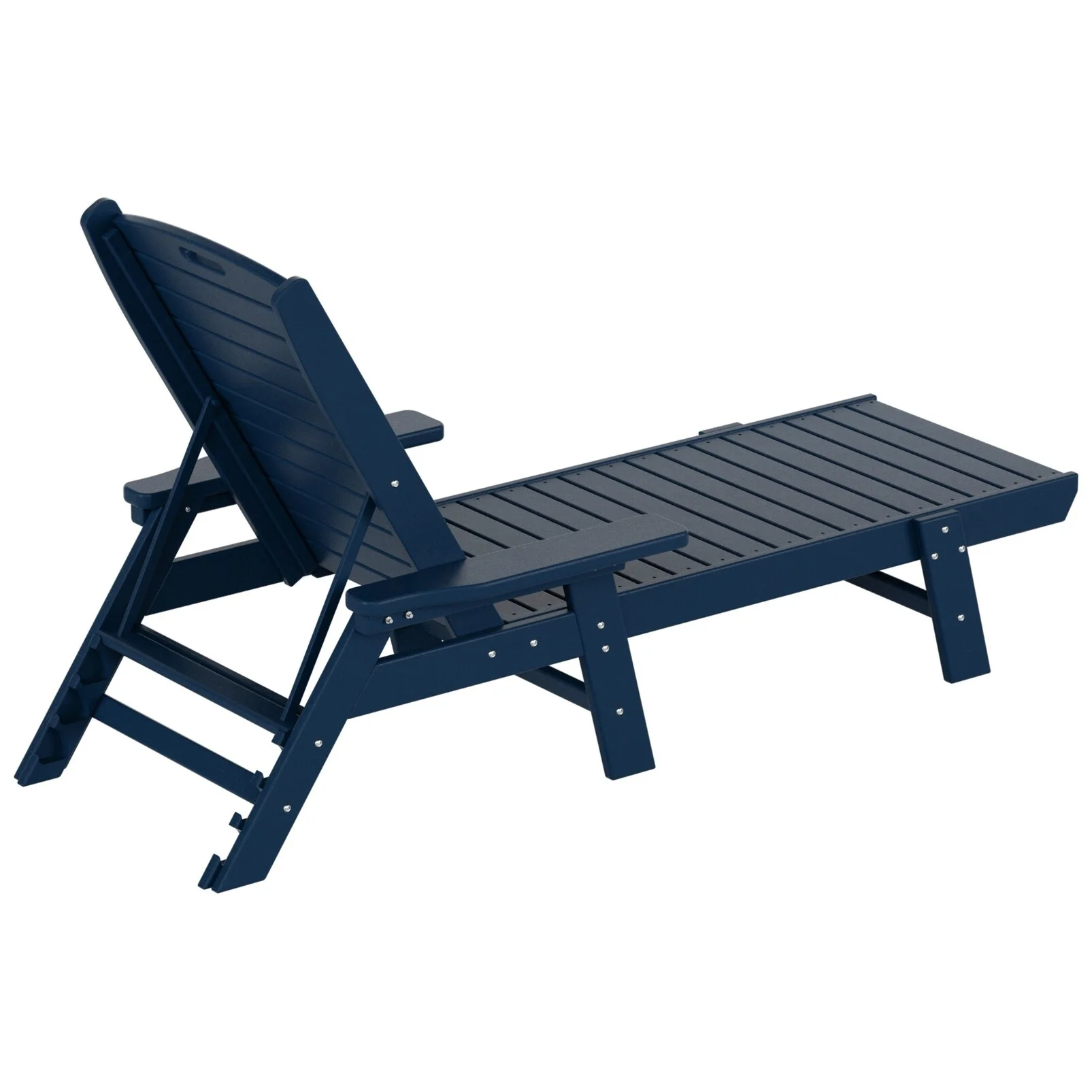 Polytrends  Laguna All Weather Poly Pool Outdoor Chaise Lounge - with Arms Navy Blue